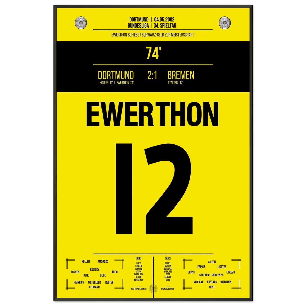 Ewerthon's Goal Towards Dortmund's Title 2002