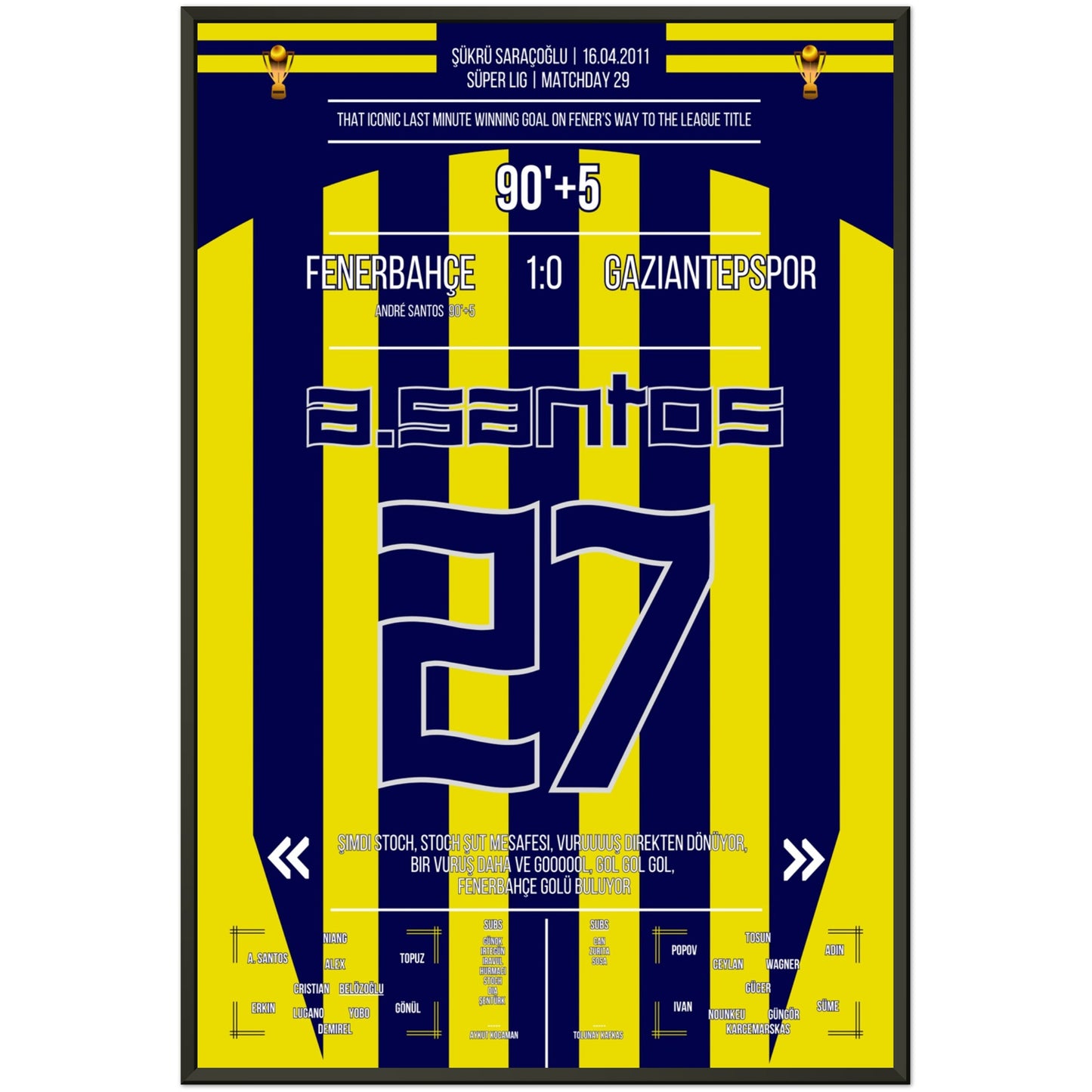 André Santos' bedeutsames Siegtor auf Fener's Weg zum Gewinn der Meisterschaft 60x90-cm-24x36-Premium-Semi-Glossy-Paper-Metal-Fra