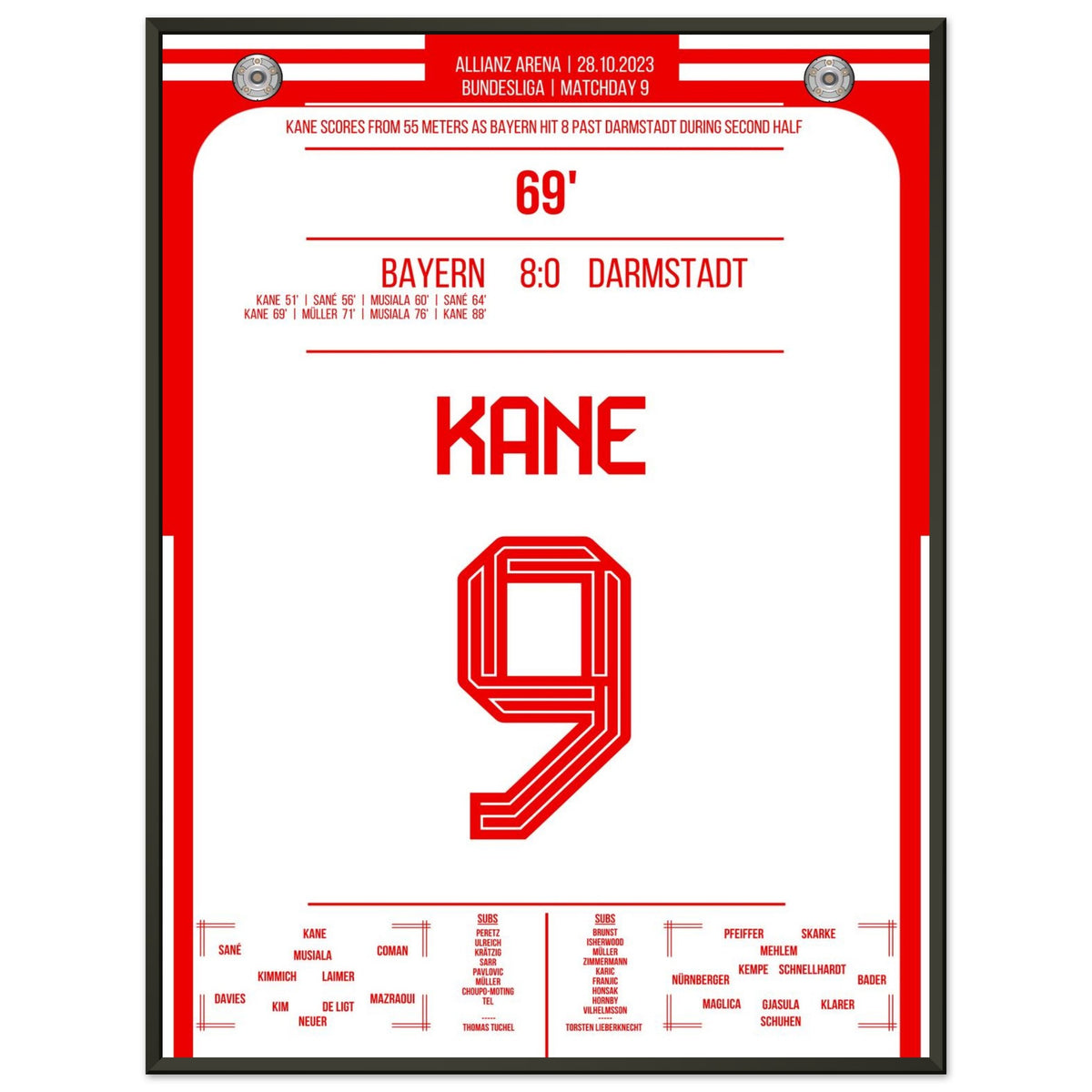 Kane's wonder goal from 55 metres in 8-0 win against Darmstadt