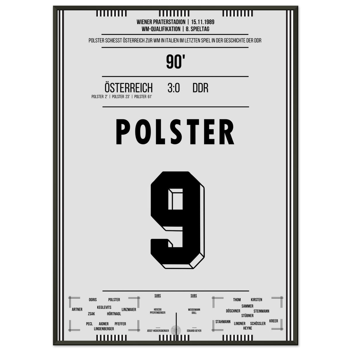 Polster fires Austria to WM 1990 in Italy with a hat-trick