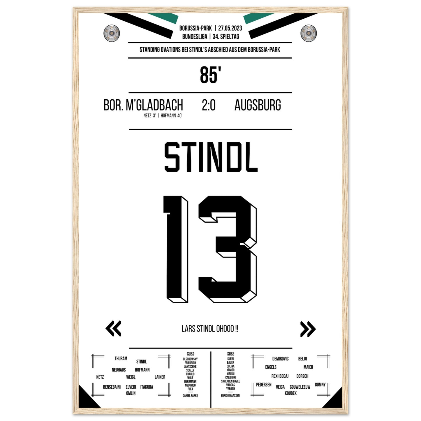 Stindl's Verabschiedung im Borussia-Park 2023 60x90-cm-24x36-Premium-Semi-Glossy-Paper-Wooden-Fr