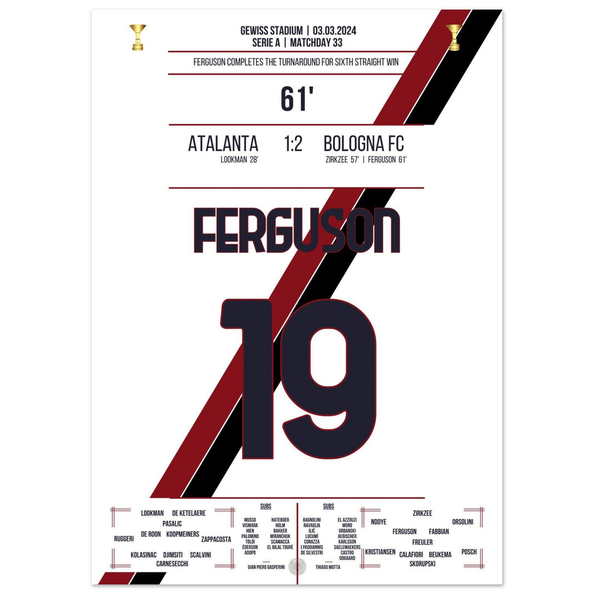 Bologna turn the game around for a sixth straight win