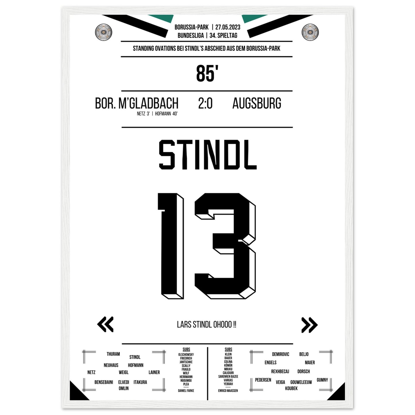 Stindl's Verabschiedung im Borussia-Park 2023 50x70-cm-20x28-Premium-Semi-Glossy-Paper-Wooden-Fr