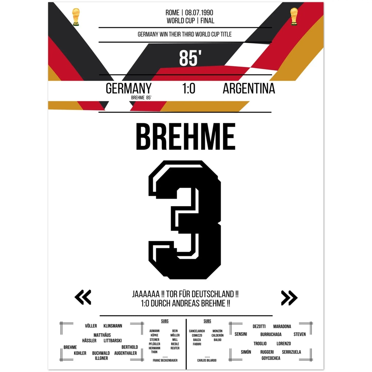 Brehme's Elfmeter gegen Argentinien im WM-Finale 1990
