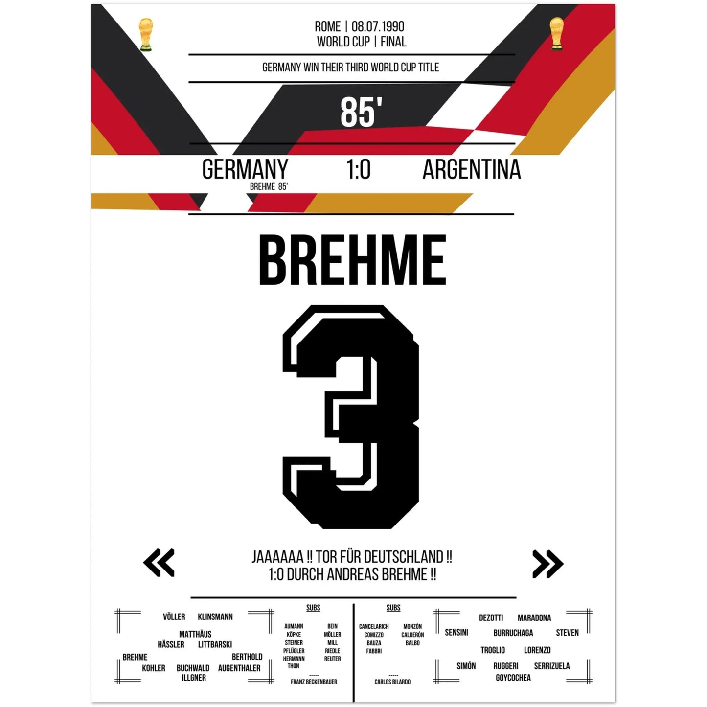 Brehme's Elfmeter gegen Argentinien im WM-Finale 1990