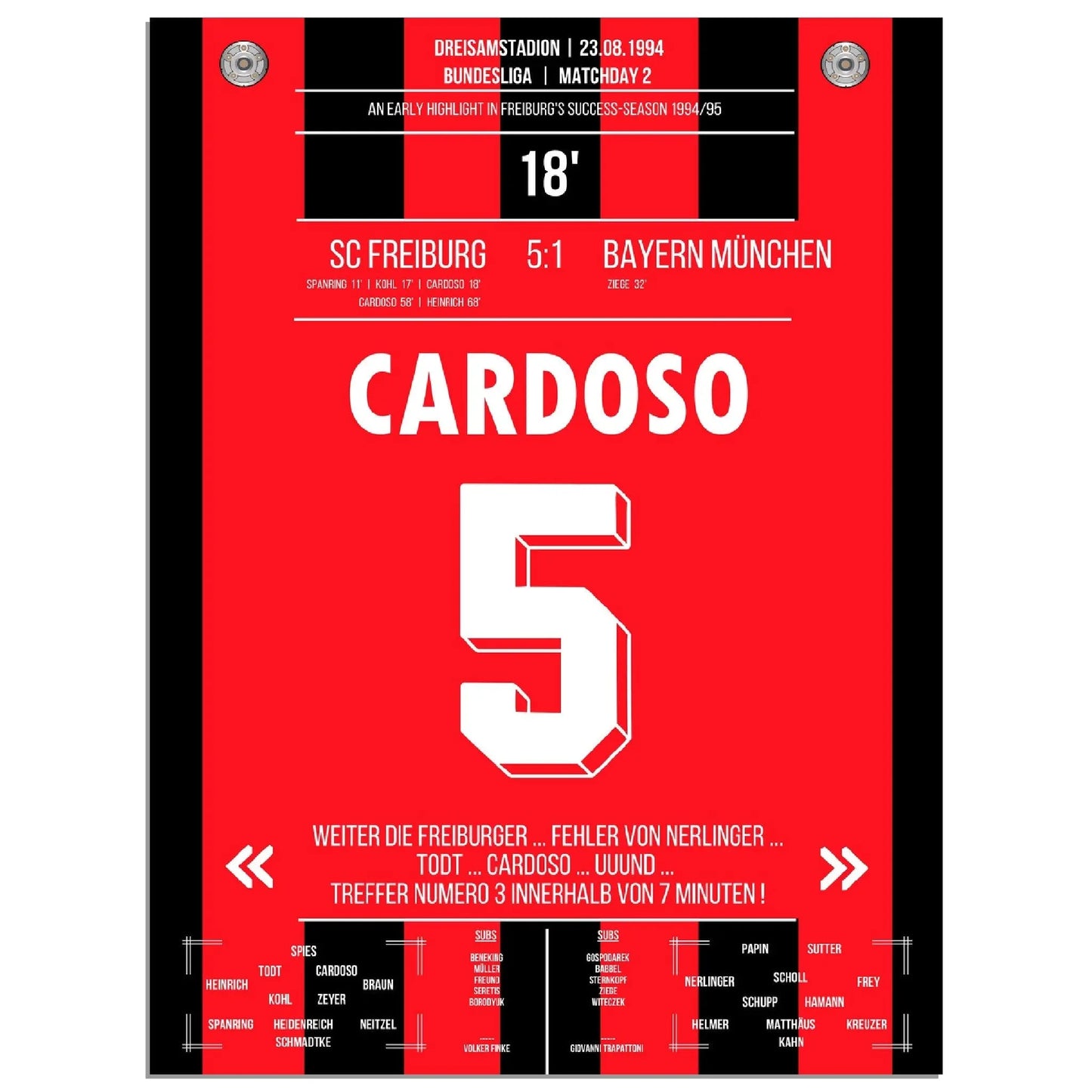 Das Dreisamstadion bebt - Freiburg bezwingt Bayern mit 5-1 Saison 94/95