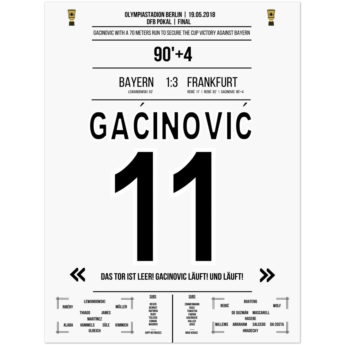 Gacinovic's 70 Meter-Lauf zum Pokaltriumph gegen Bayern 2018 45x60-cm-18x24-Ohne-Rahmen