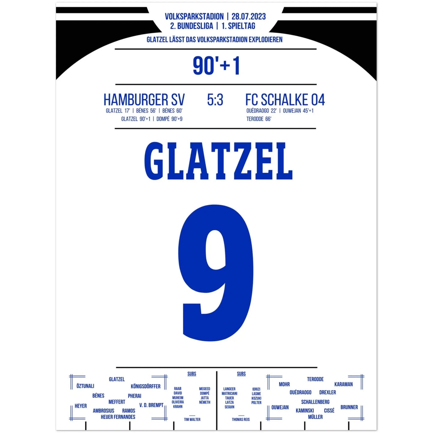Glatzel's Tor in der Nachspielzeit zum Saisonauftaktsieg 2023 30x40-cm-12x16-Ohne-Rahmen