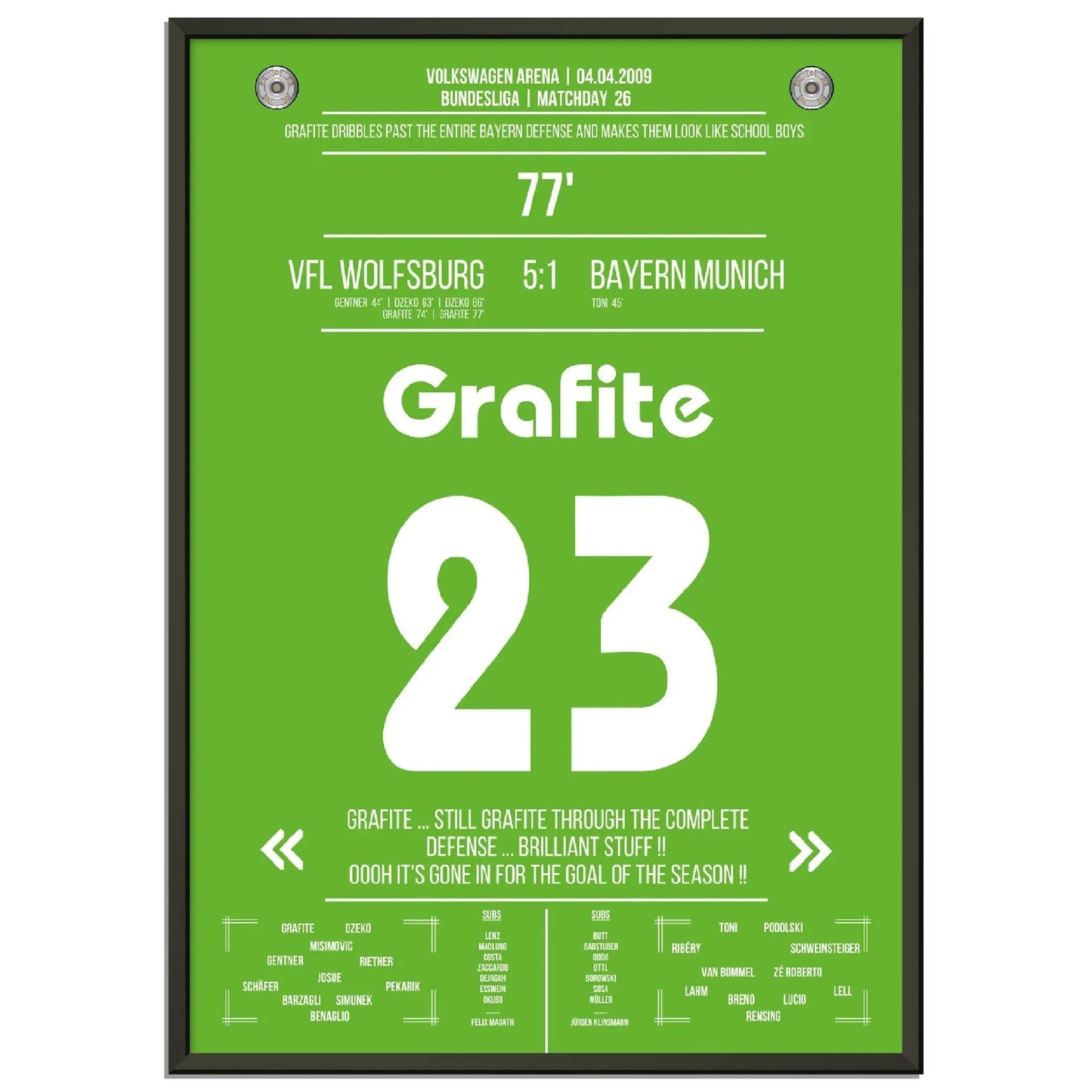 Grafite's legendäres Tor in Wolfsburg's 5-1 Sieg gegen die Bayern 2009