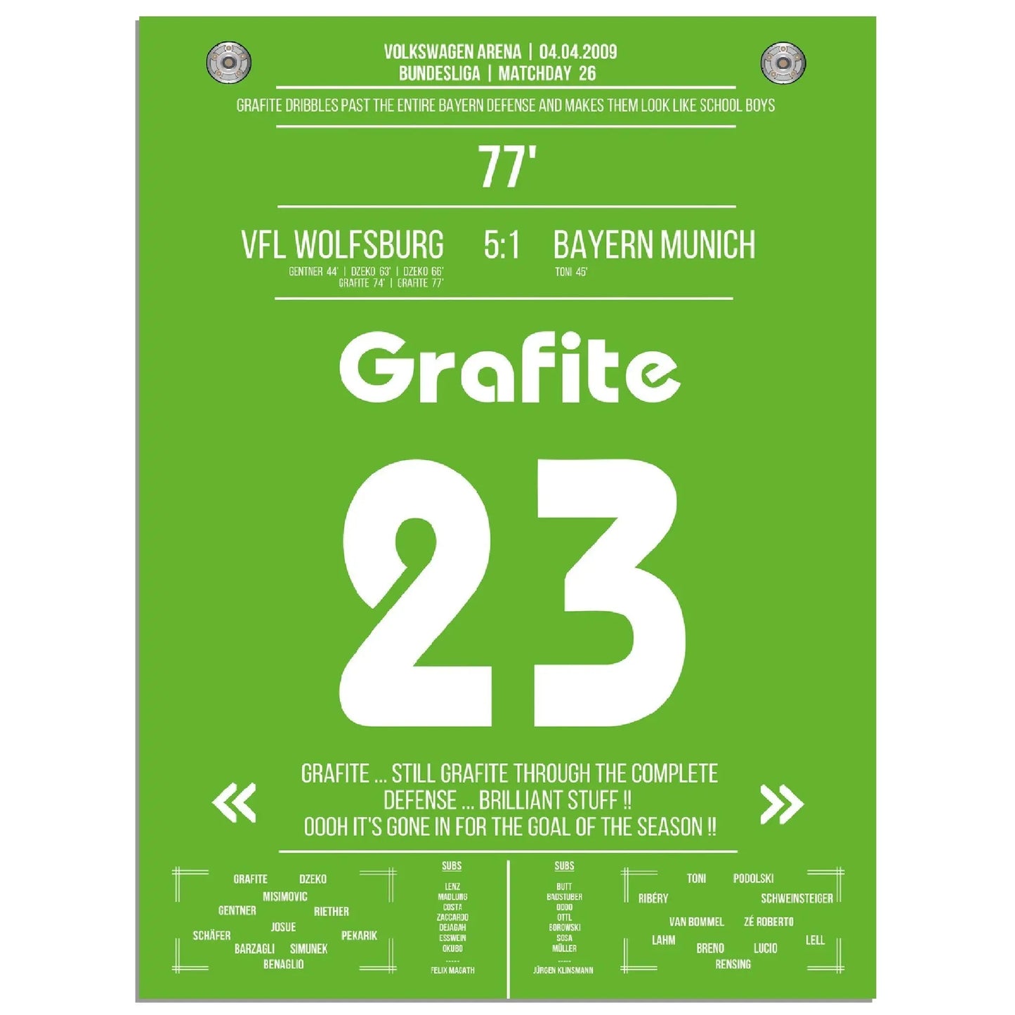 Grafite's legendäres Tor in Wolfsburg's 5-1 Sieg gegen die Bayern 2009