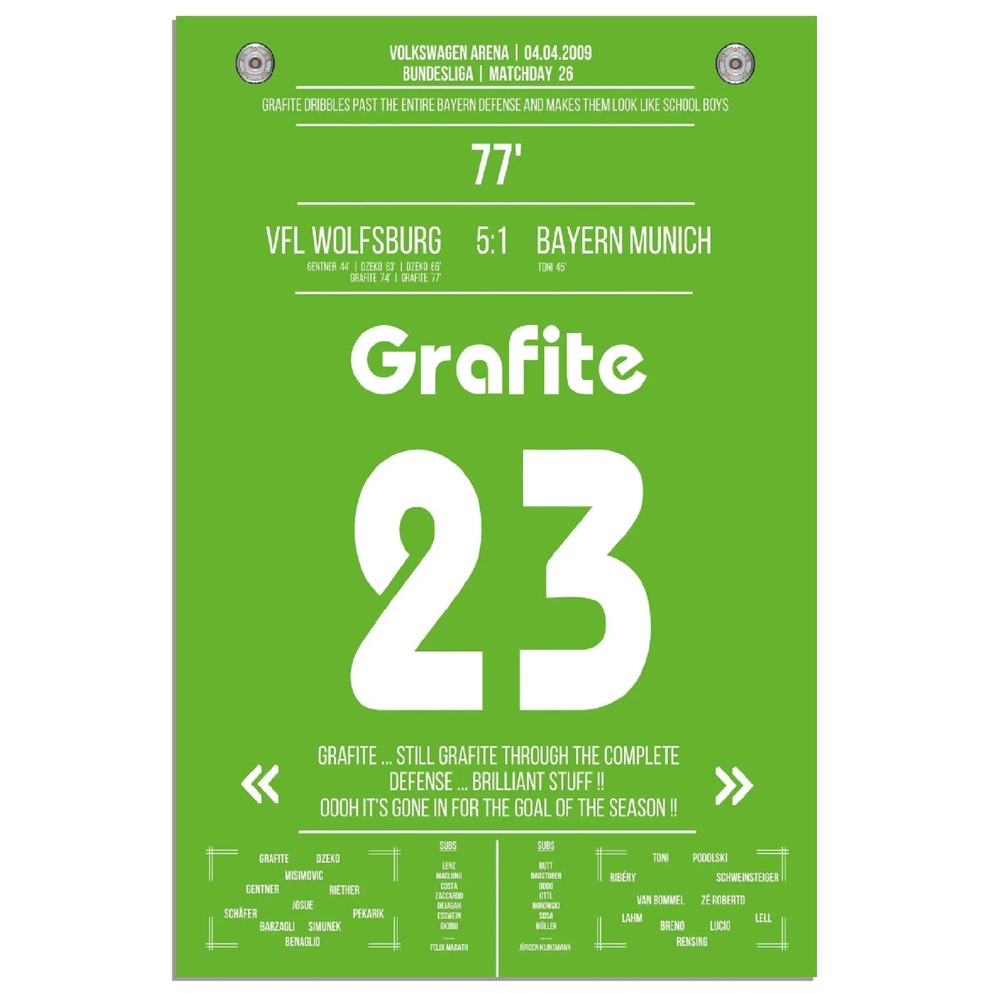 Grafite's legendäres Tor in Wolfsburg's 5-1 Sieg gegen die Bayern 2009