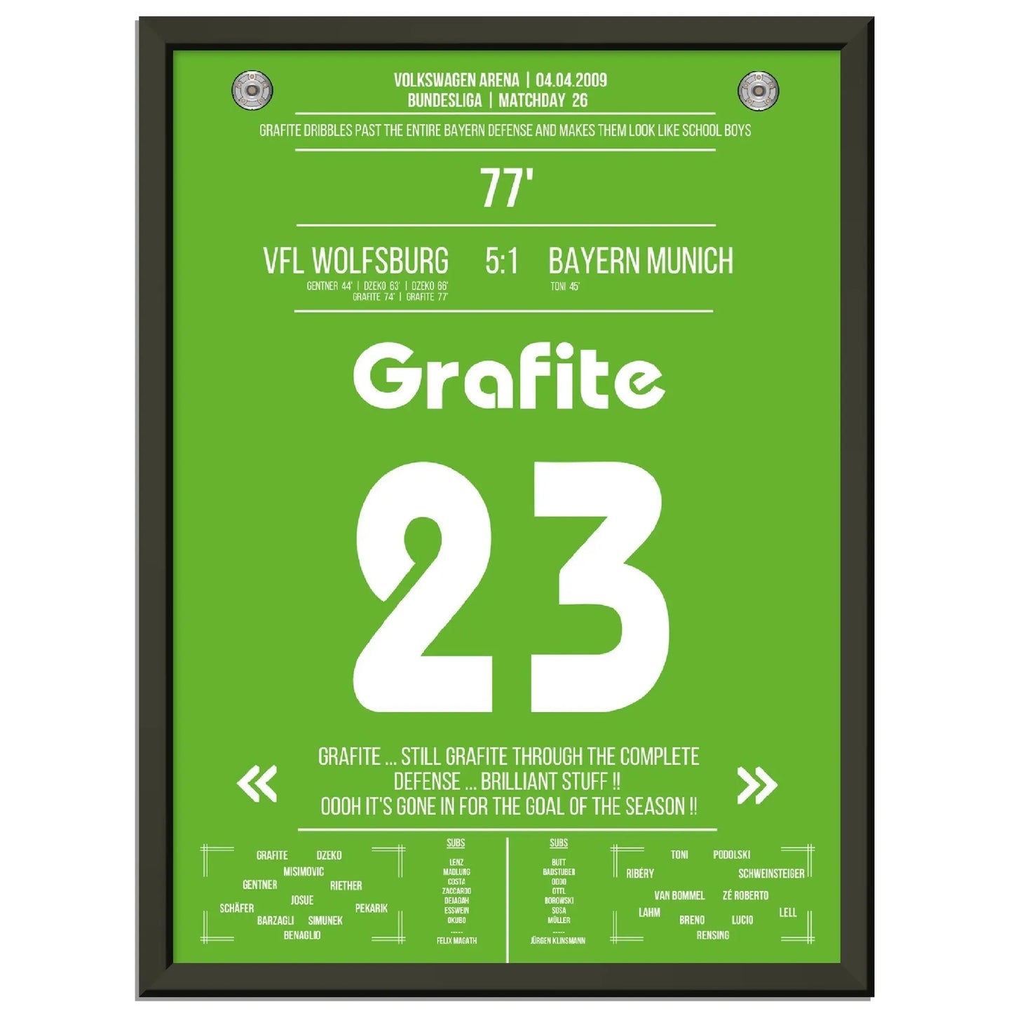 Grafite's legendäres Tor in Wolfsburg's 5-1 Sieg gegen die Bayern 2009