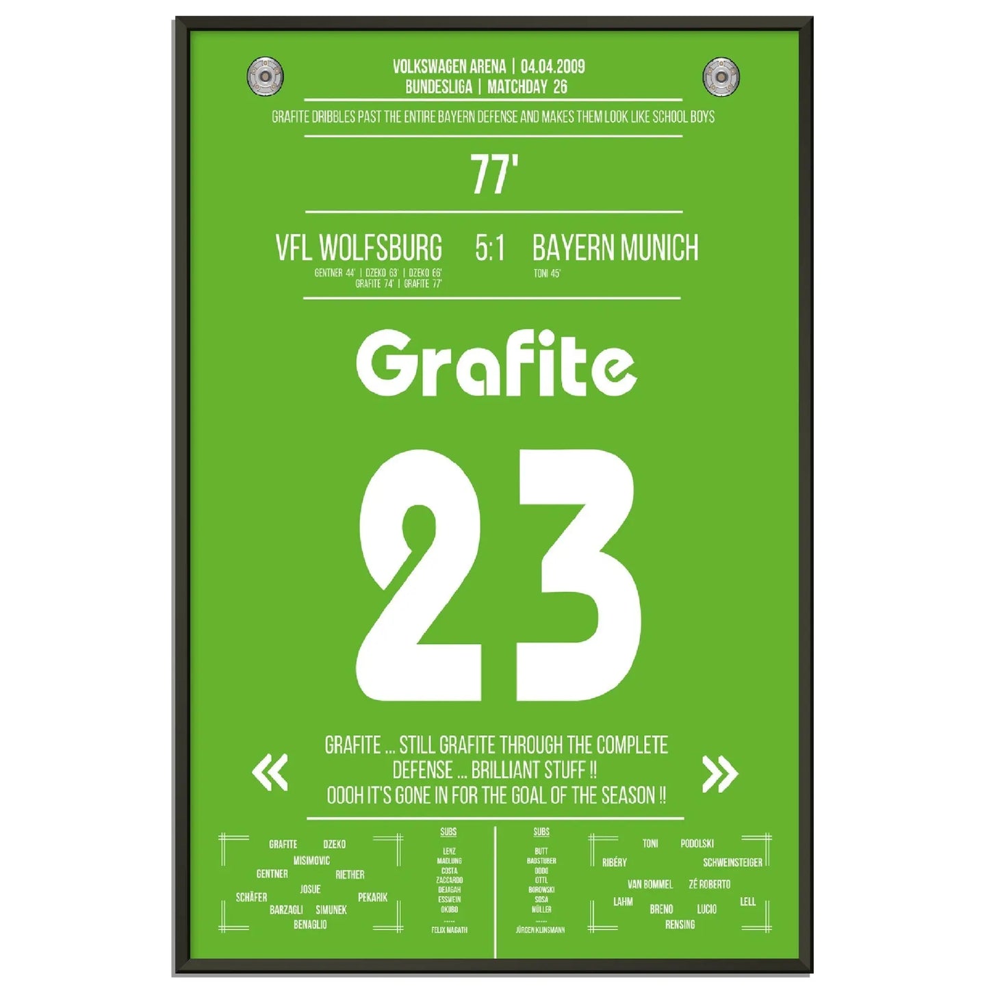 Grafite's legendäres Tor in Wolfsburg's 5-1 Sieg gegen die Bayern 2009