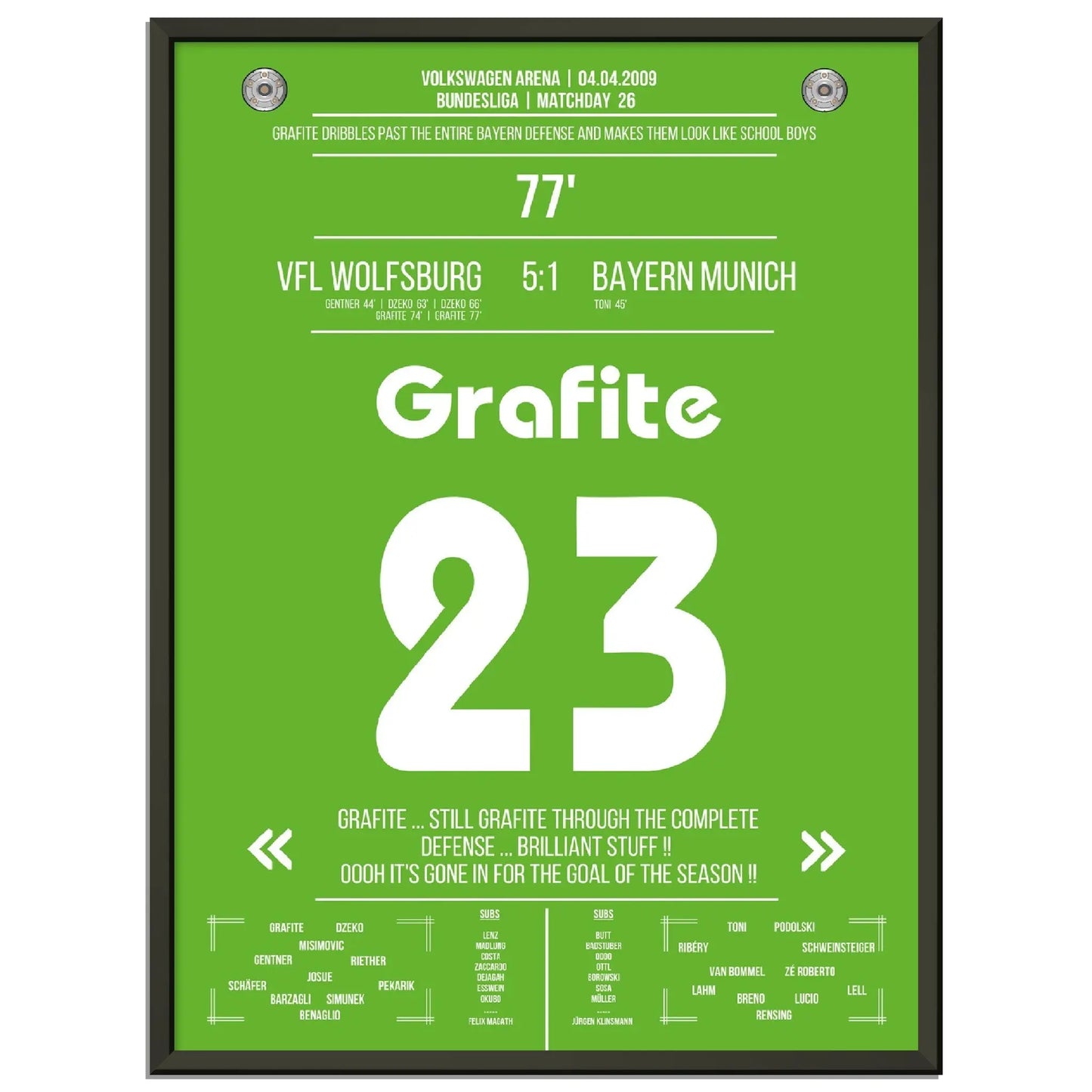 Grafite's legendäres Tor in Wolfsburg's 5-1 Sieg gegen die Bayern 2009