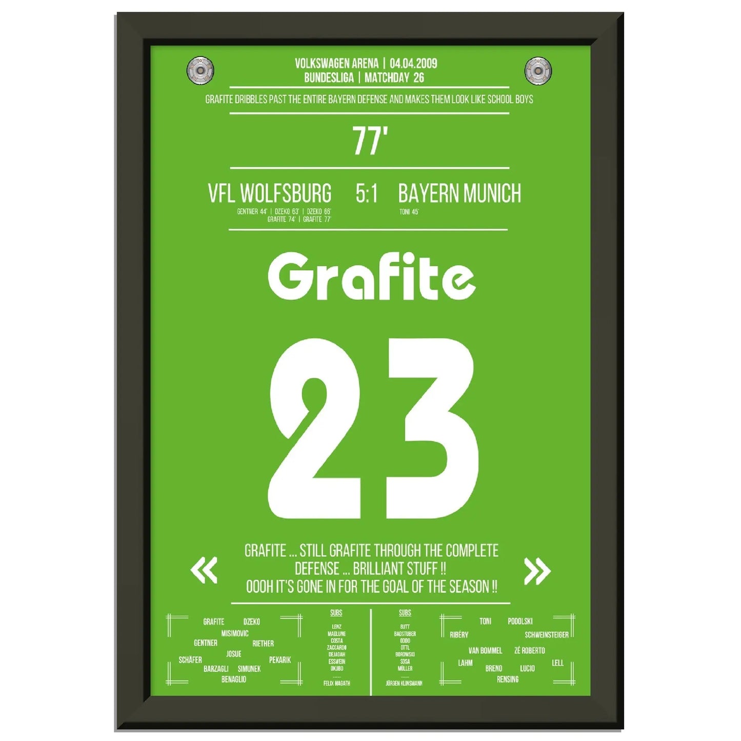 Grafite's legendäres Tor in Wolfsburg's 5-1 Sieg gegen die Bayern 2009