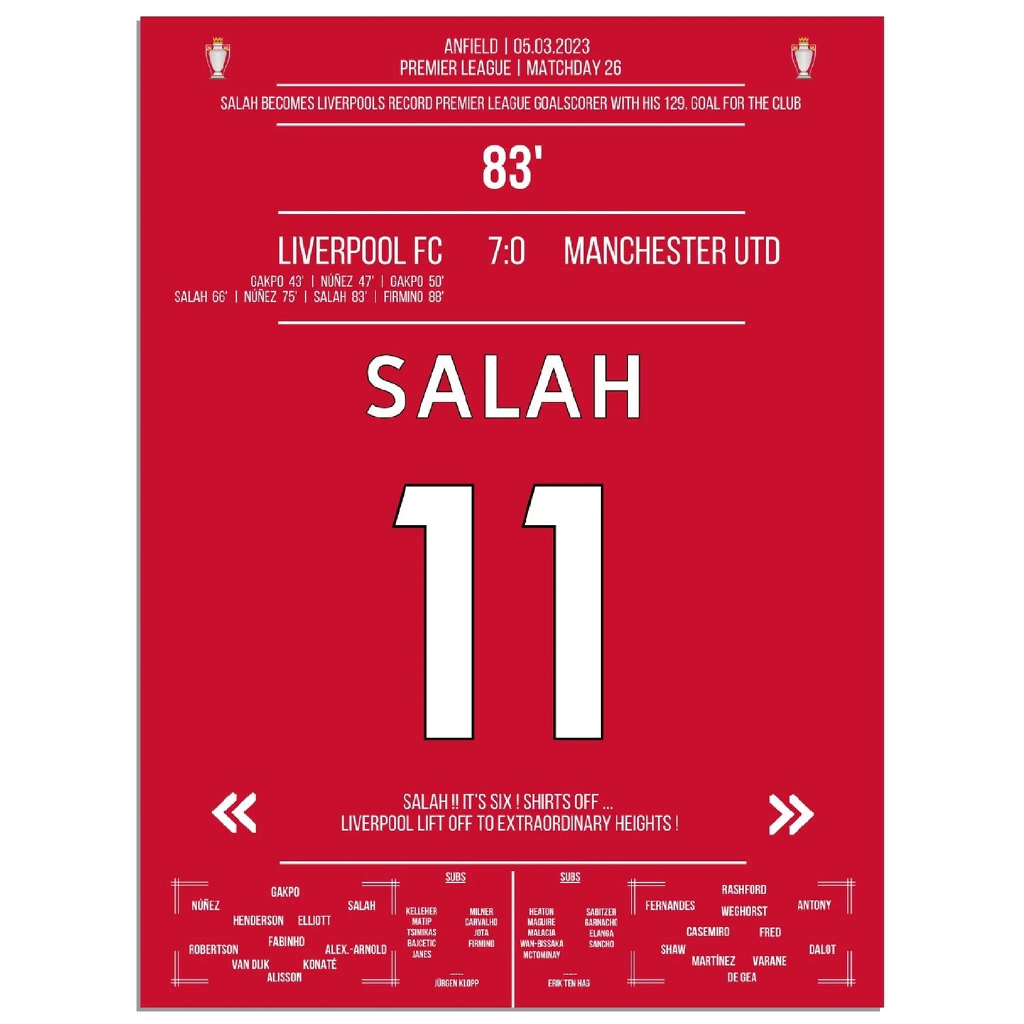 Liverpool zerlegt ManU - Salah mit Rekord-Tor
