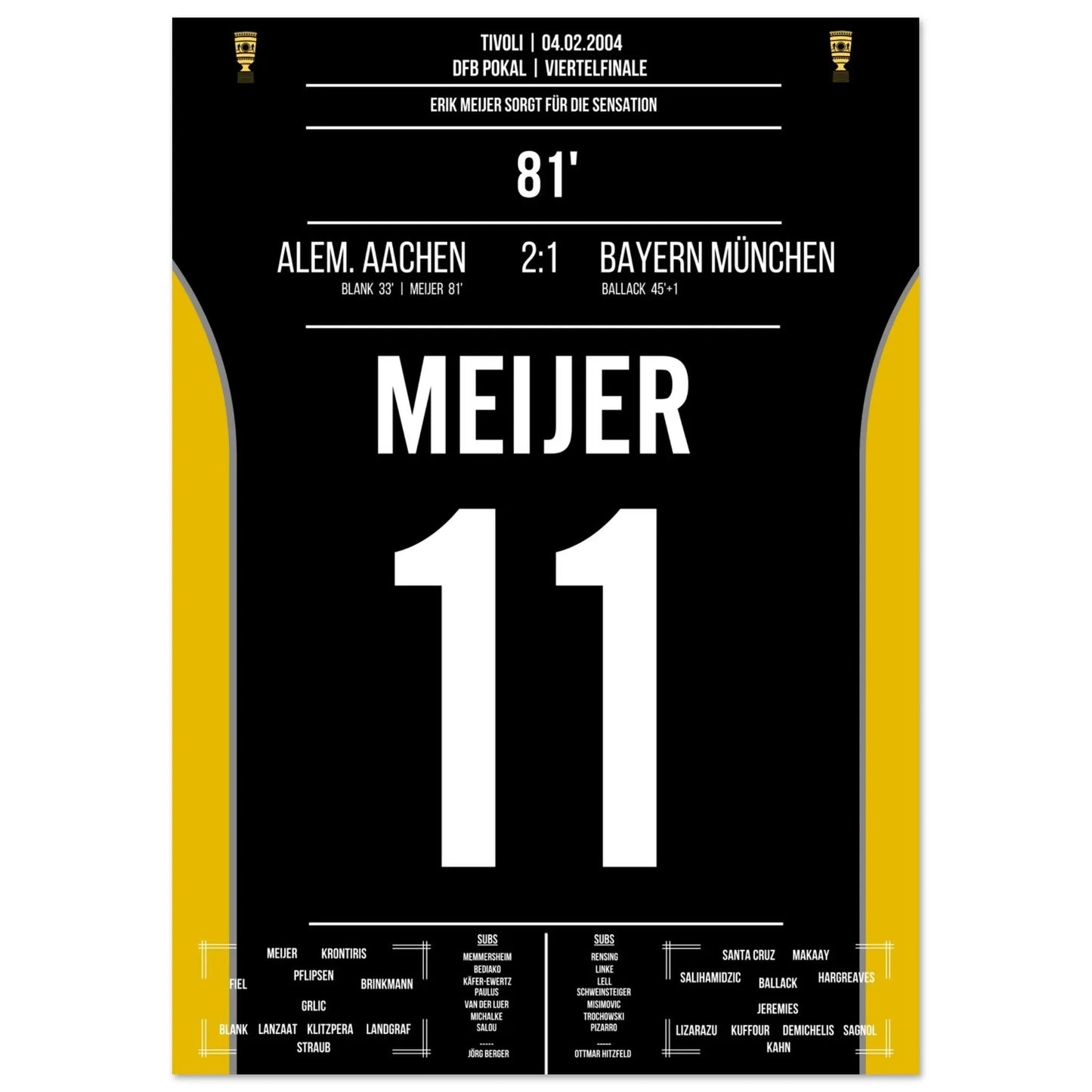 Meijer knocks out Aachen for the cup sensation against <tc>Bayern</tc> 2004