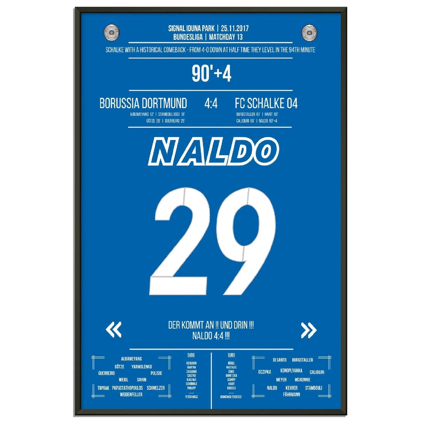 Naldos Ausgleich bei wilder Aufholjagd im Revierderby