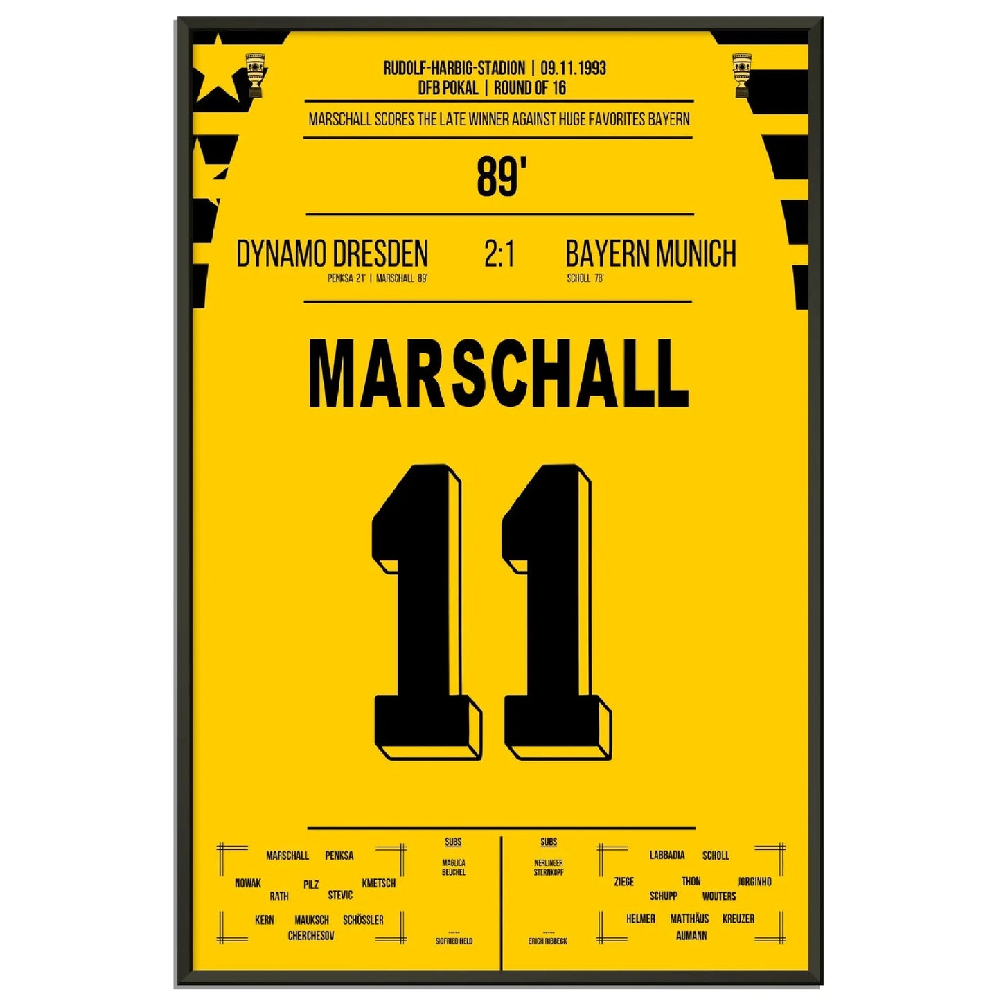 Pokalsensation durch Marschall - Dresden besiegt Bayern im DFB Pokal Achtelfinale 1993