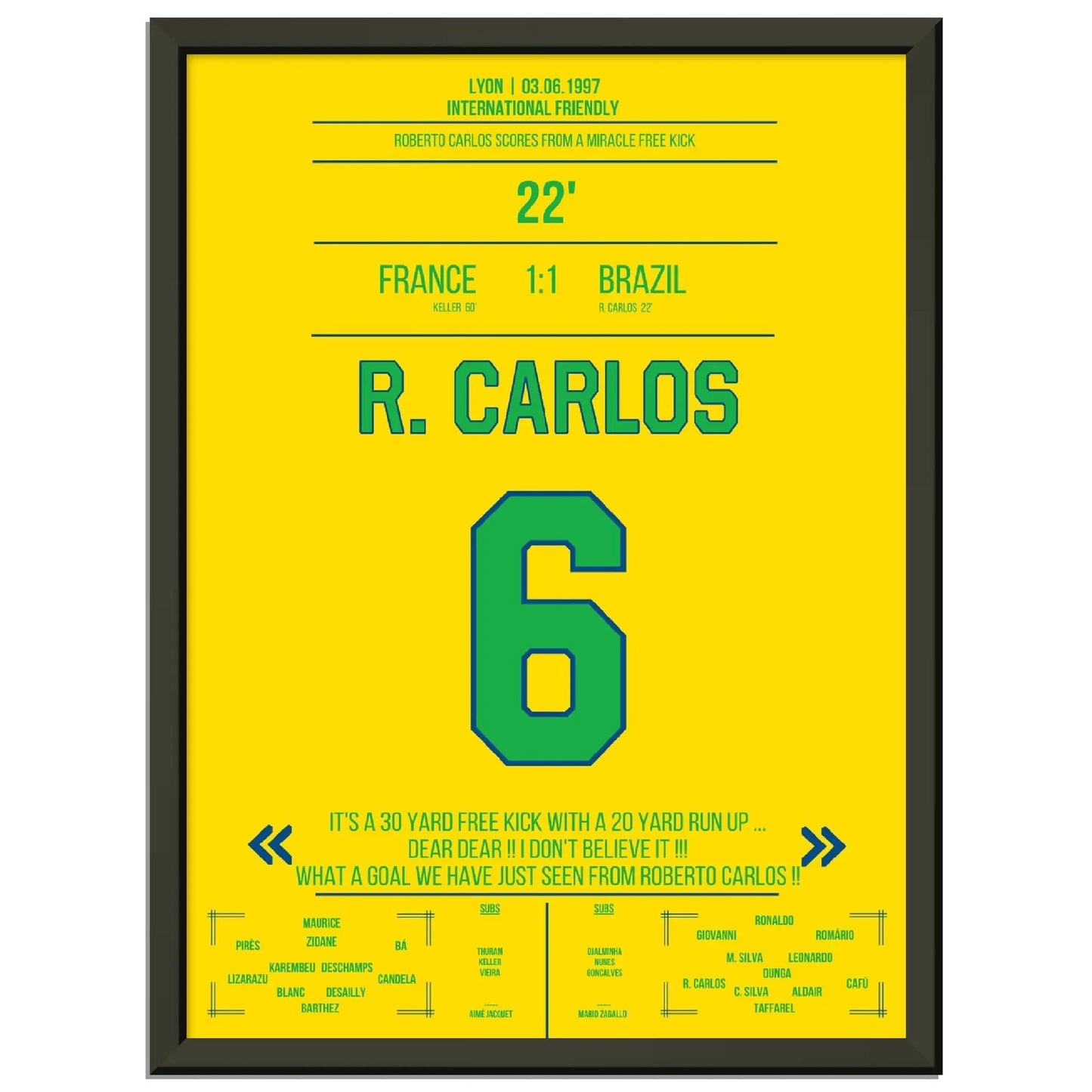 Roberto Carlos magischer Freistoss gegen Frankreich