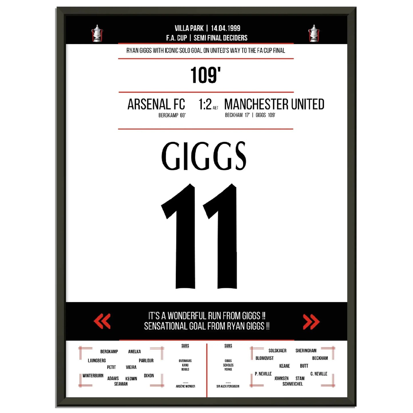 Ryan Giggs legendäres Tor im FA Cup Halbfinal-Triumph gegen Arsenal in 1999