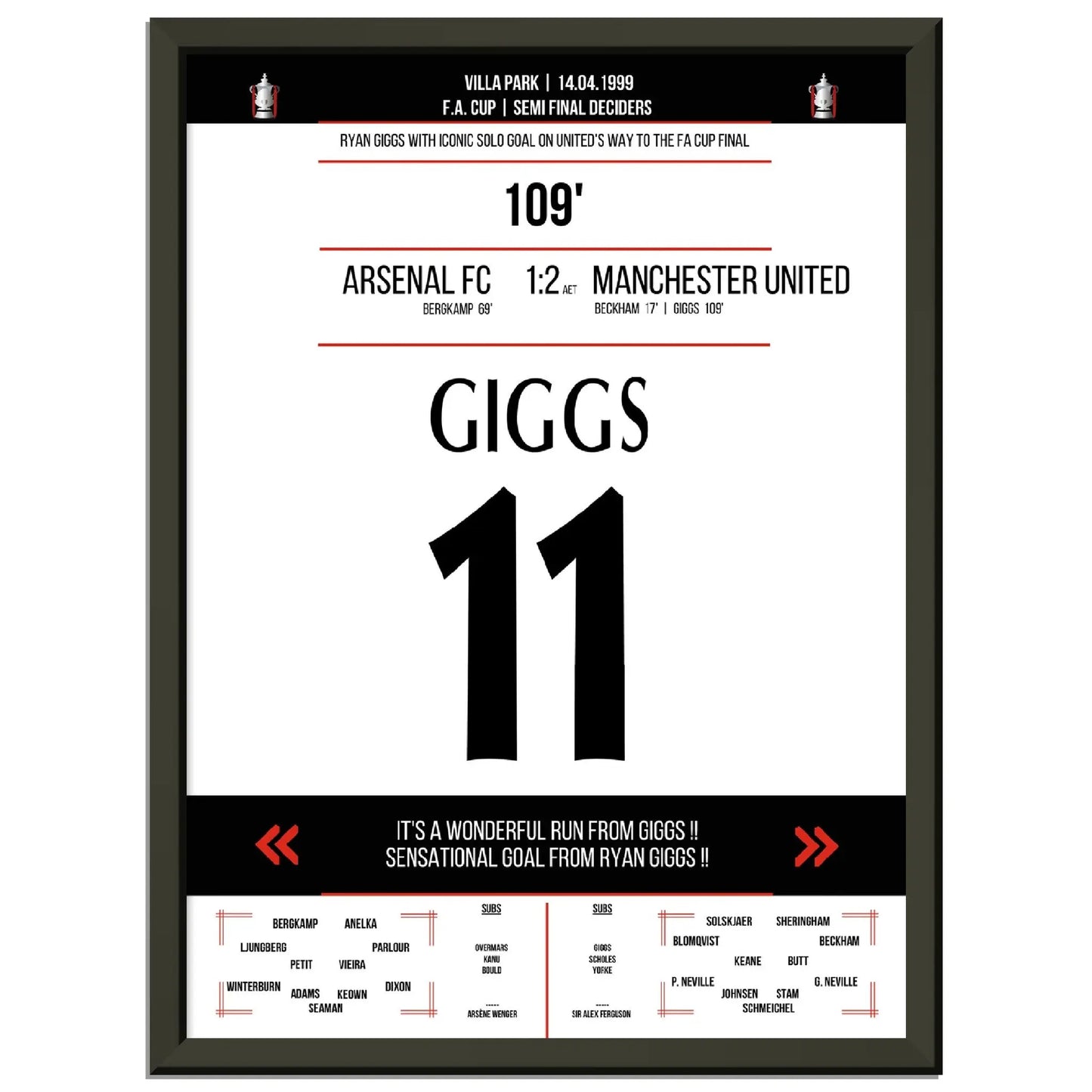 Ryan Giggs legendäres Tor im FA Cup Halbfinal-Triumph gegen Arsenal in 1999