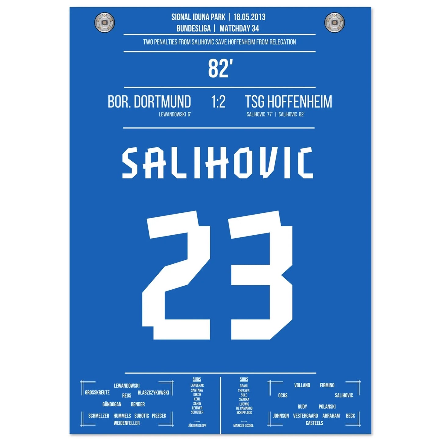 Salihovic's penalty saves Hoffenheim from relegation in 2013.