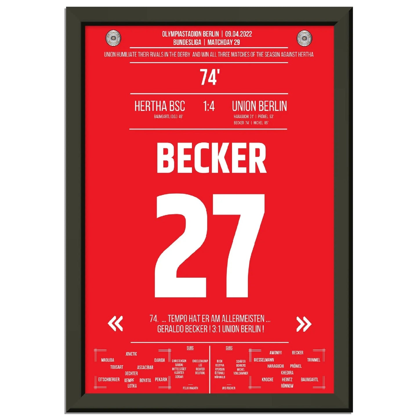 Union mit dem dritten Derbysieg der Saison 21/22 gegen Hertha