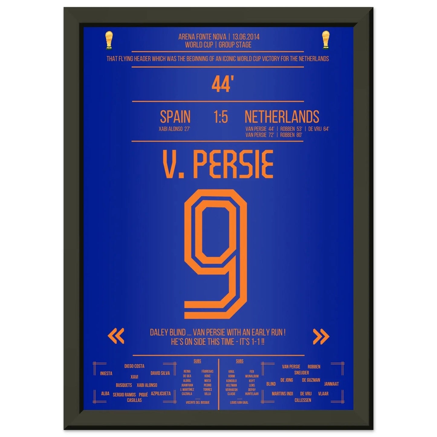 Van Persie's berühmter Flugkopfball über Casillas in 2014 A4-21x29.7-cm-8x12-Premium-Semi-Glossy-Paper-Metal