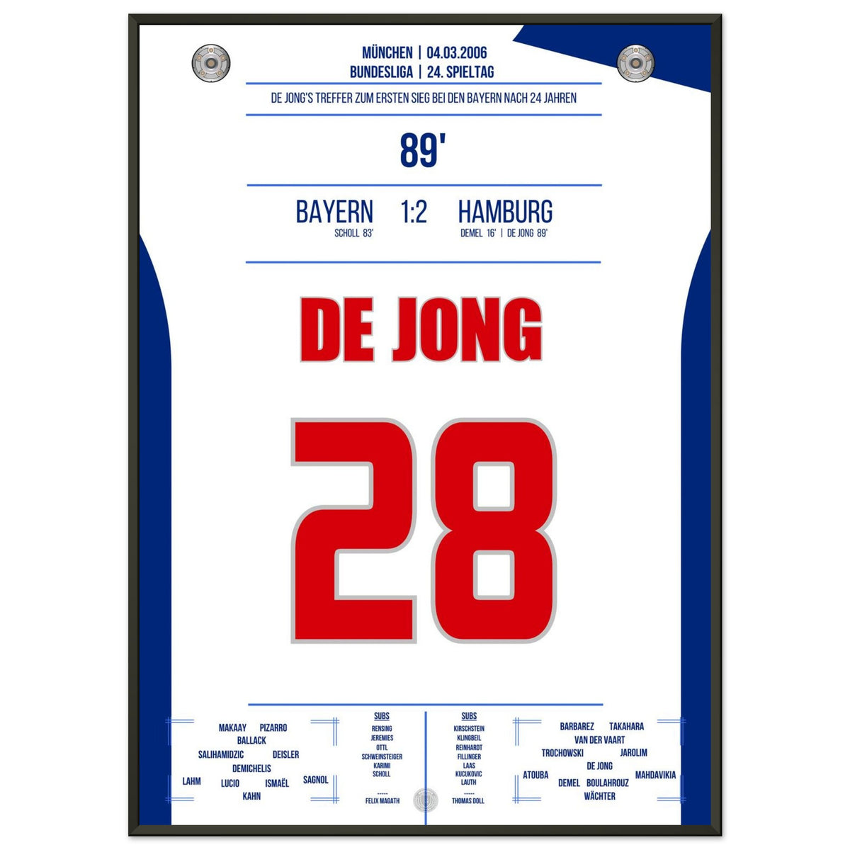 De Jong's goal for Hamburg's first win over Bayern in 24 years