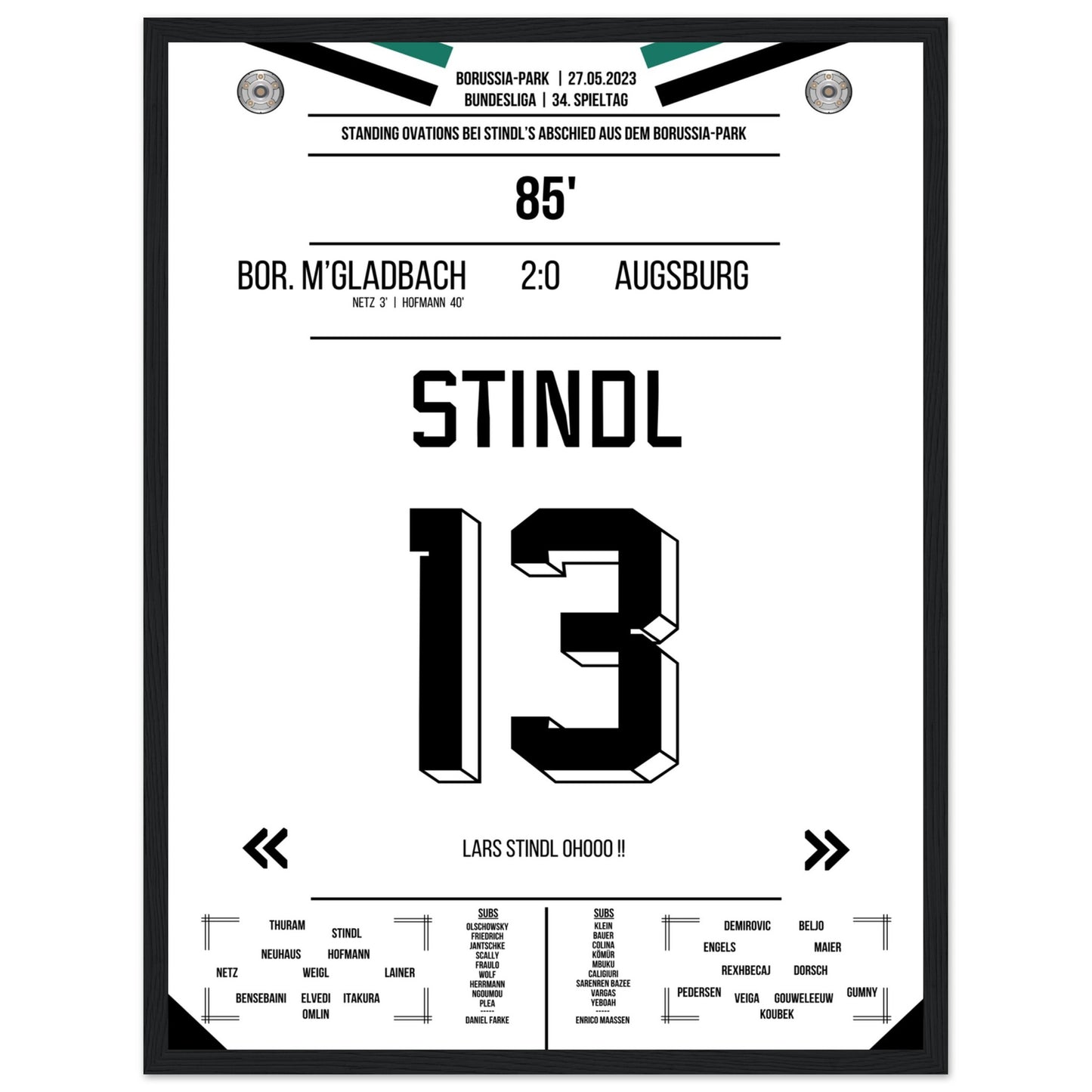 Stindl's Verabschiedung im Borussia-Park 2023 45x60-cm-18x24-Premium-Semi-Glossy-Paper-Wooden-Fr