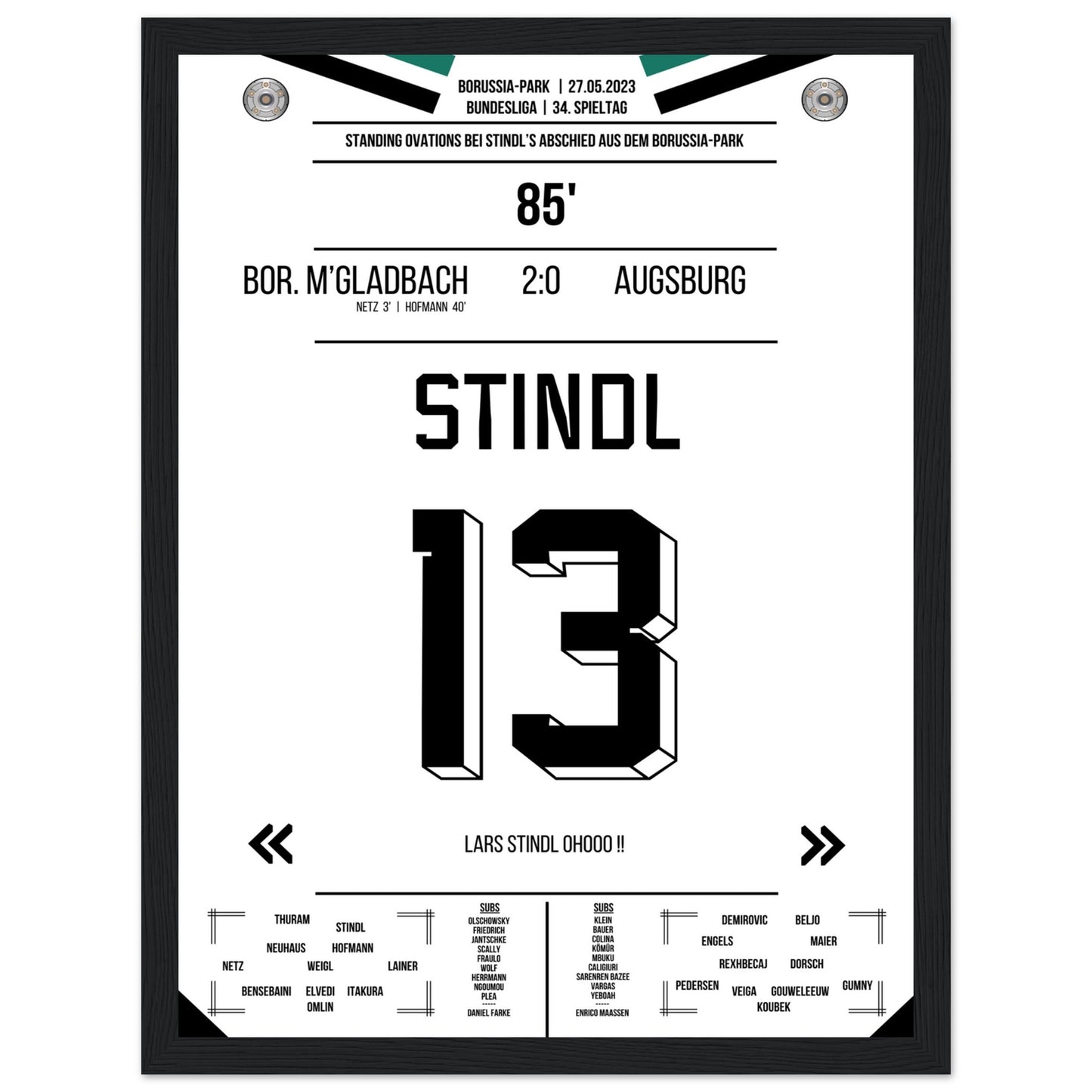 Stindl's Verabschiedung im Borussia-Park 2023 30x40-cm-12x16-Premium-Semi-Glossy-Paper-Wooden-Fr