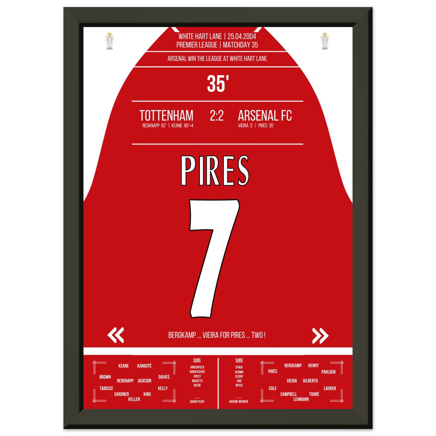 Pires' Tor beim Gewinn der Meisterschaft an der White Hart Lane 2004 A4-21x29.7-cm-8x12-Schwarzer-Aluminiumrahmen