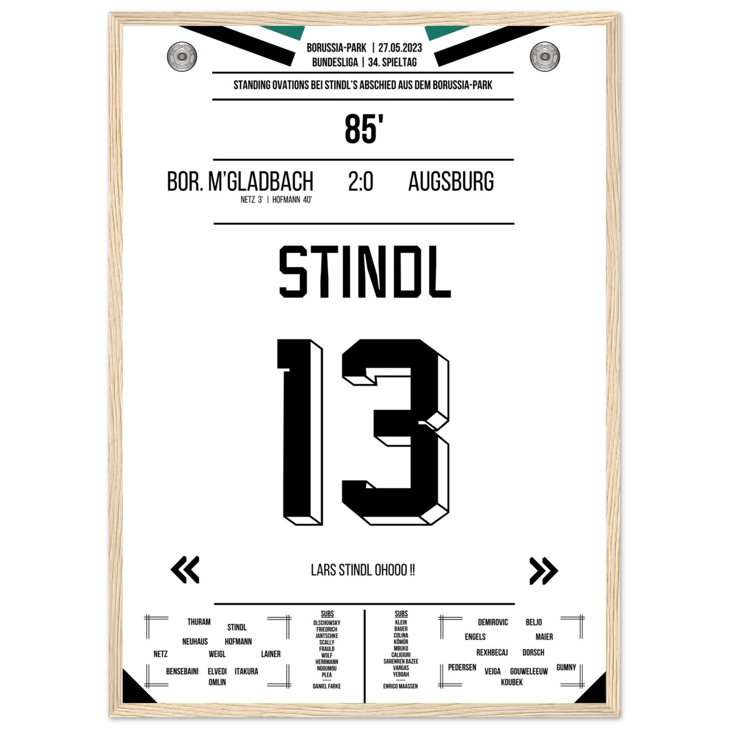 Stindl's Verabschiedung im Borussia-Park 2023 50x70-cm-20x28-Premium-Semi-Glossy-Paper-Wooden-Fr