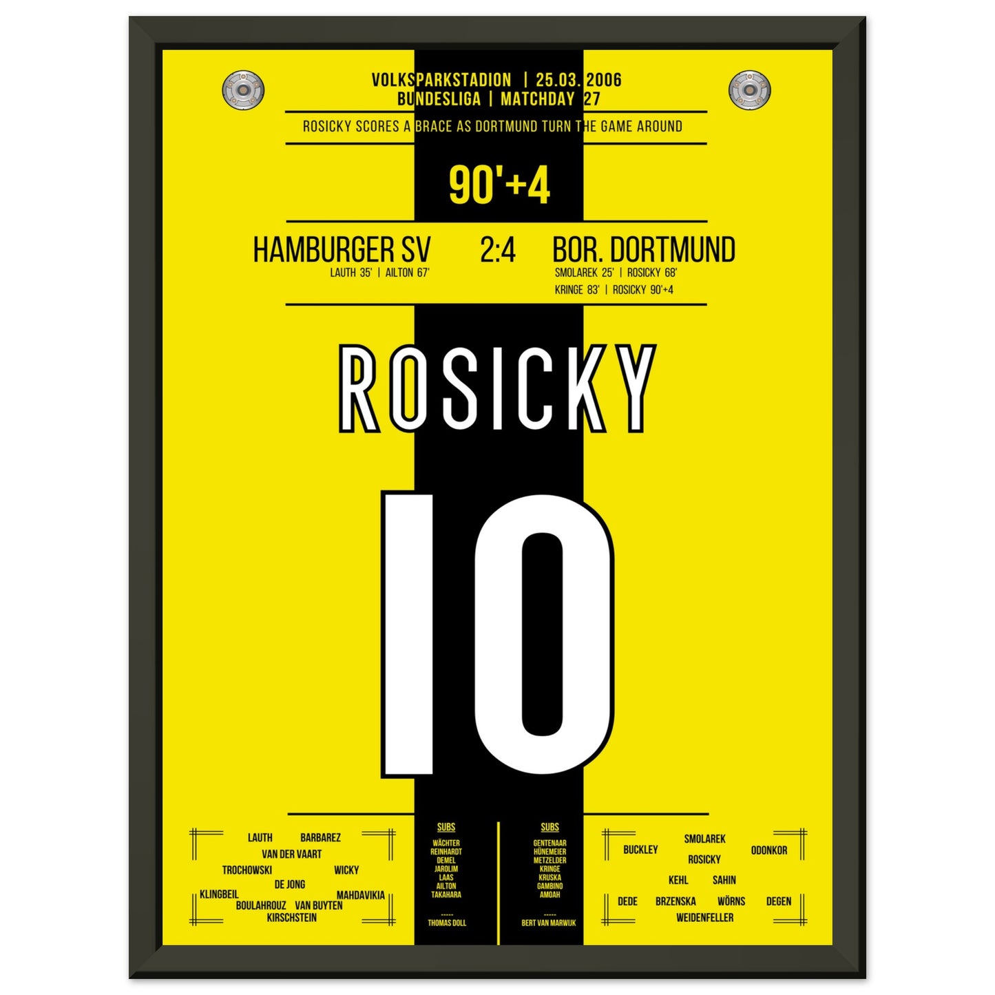 Rosicky's Doppelpack gegen den HSV 2006 30x40-cm-12x16-Schwarzer-Aluminiumrahmen