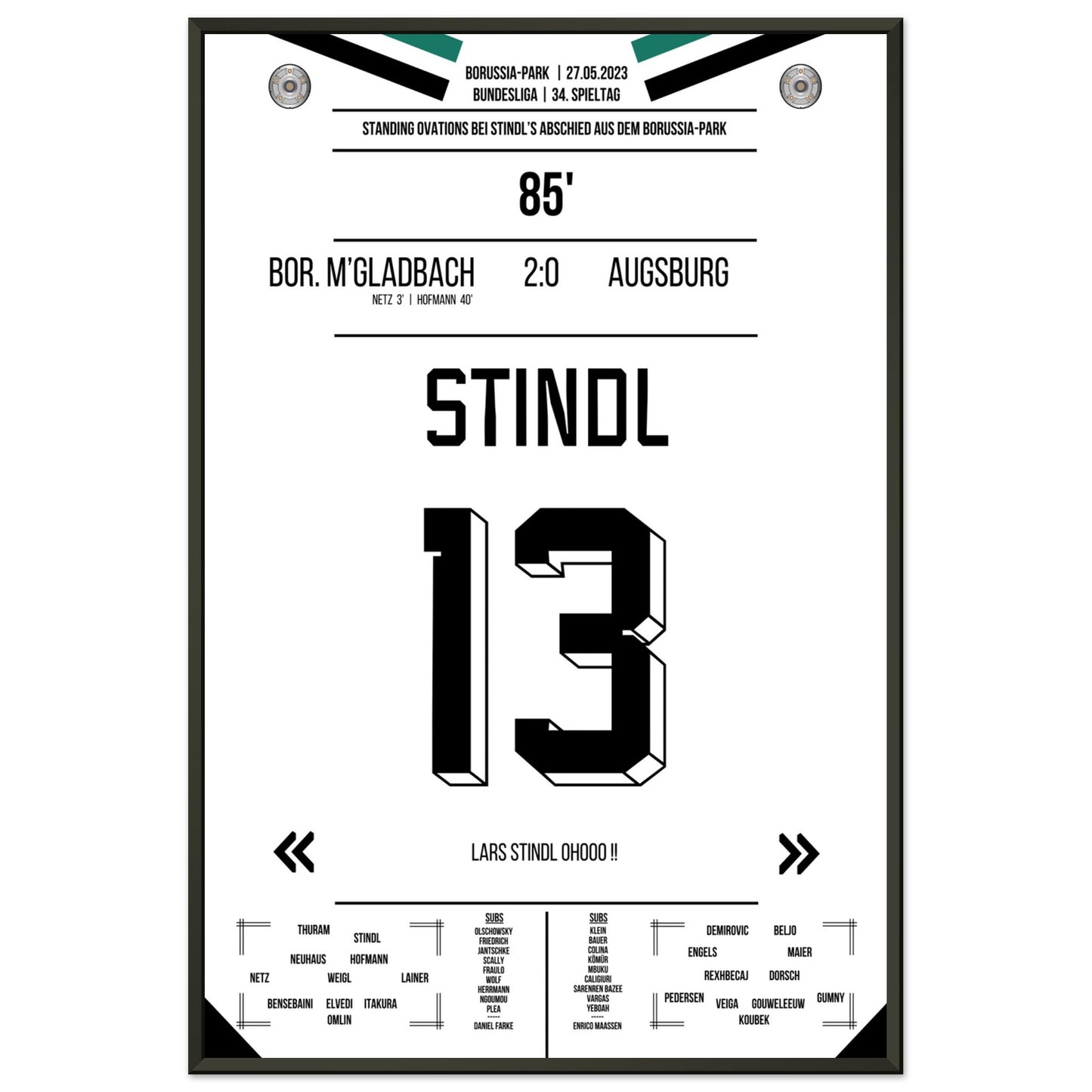 Stindl's Verabschiedung im Borussia-Park 2023 60x90-cm-24x36-Premium-Semi-Glossy-Paper-Metal-Fra