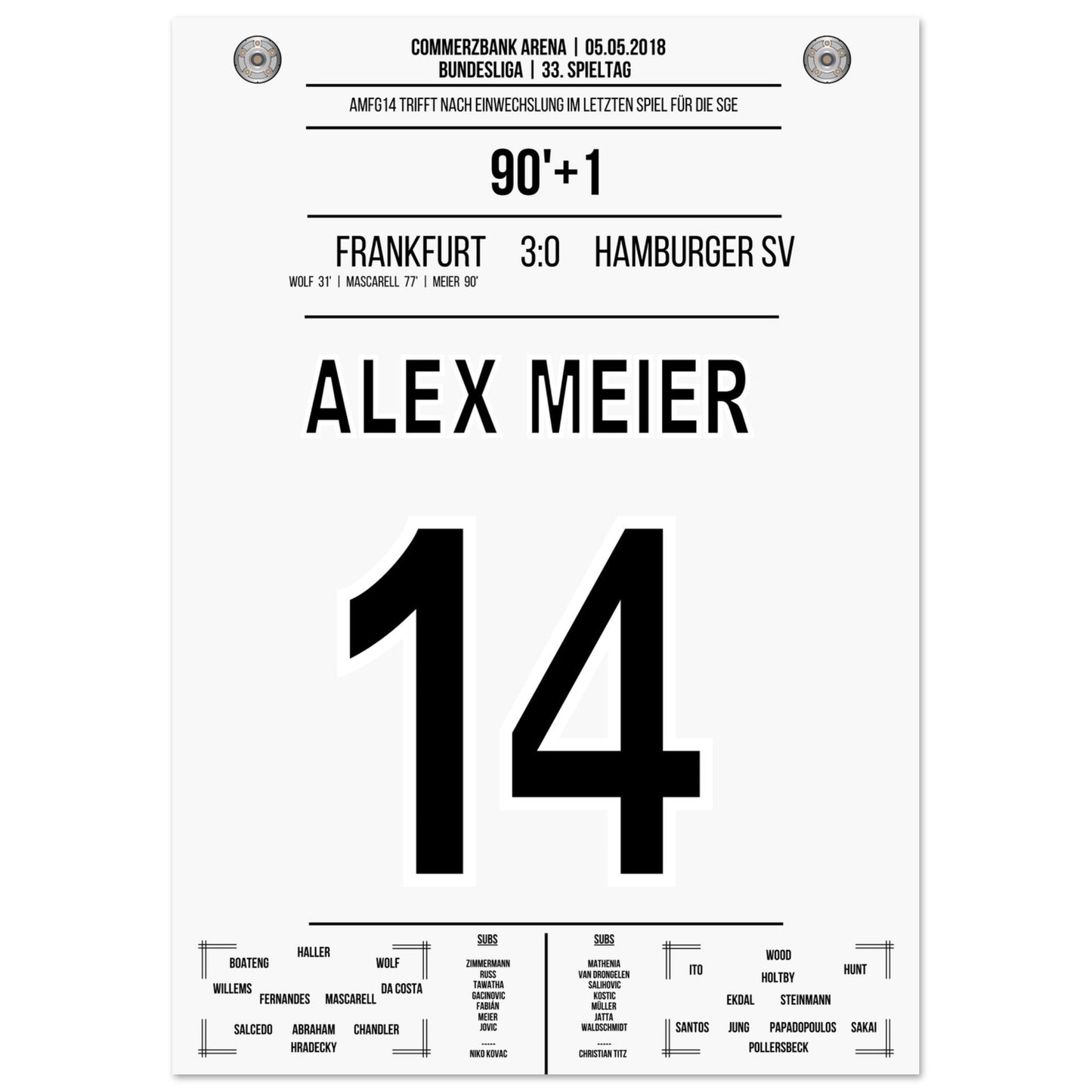 Alex Meier's letztes Tor zum Abschied in 2018