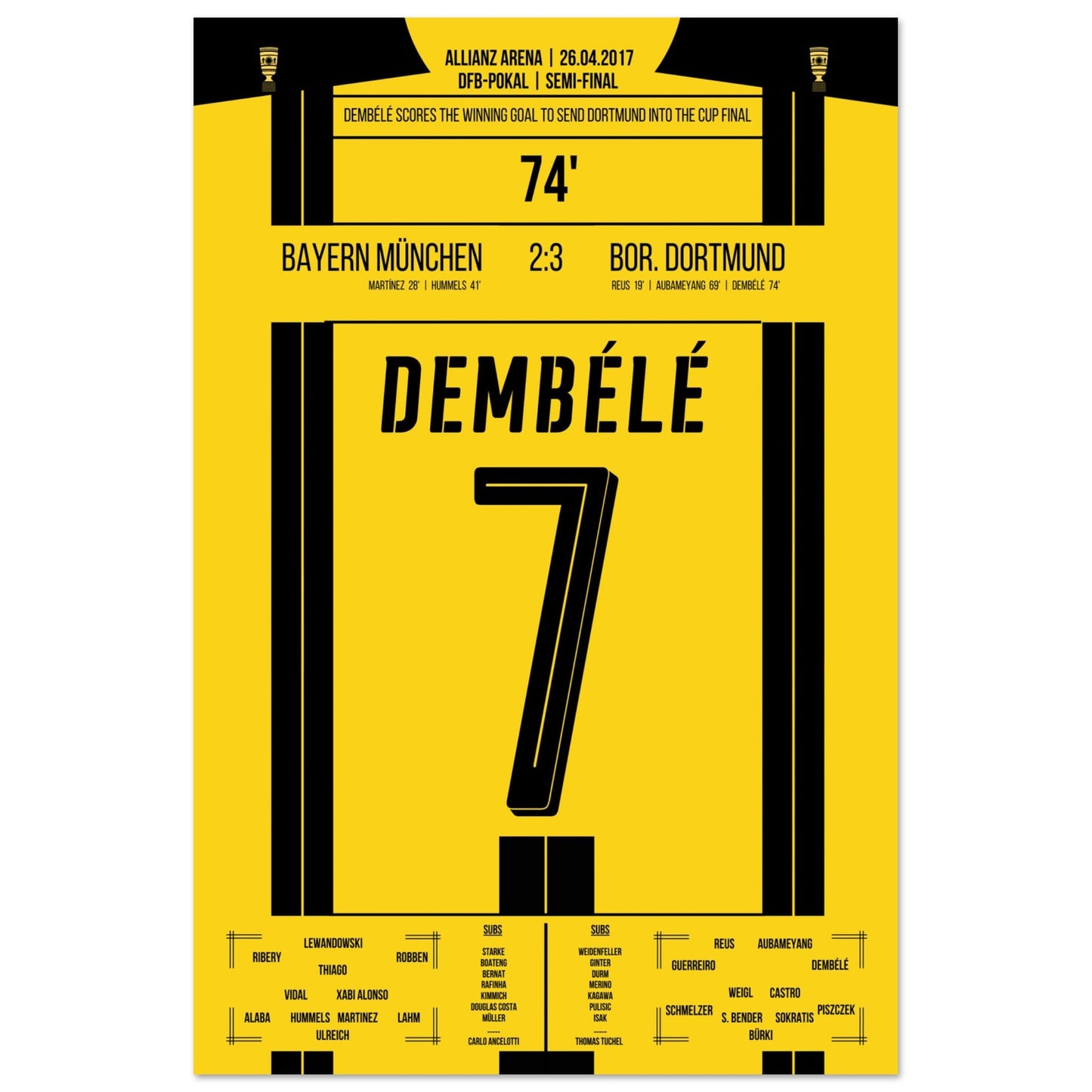 Dembélé's Siegtreffer gegen Bayern zum Finaleinzug 2017 60x90-cm-24x36-Ohne-Rahmen