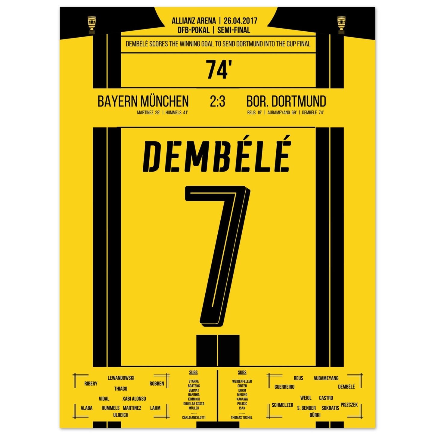 Dembélé's Siegtreffer gegen Bayern zum Finaleinzug 2017 30x40-cm-12x16-Ohne-Rahmen