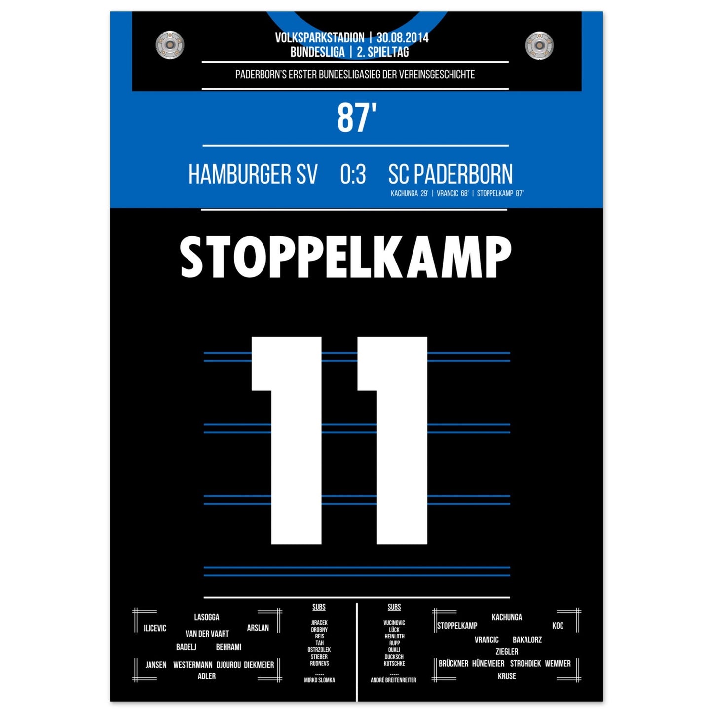 Paderborn's erster Bundesliga-Sieg der Vereinsgeschichte 50x70-cm-20x28-Ohne-Rahmen