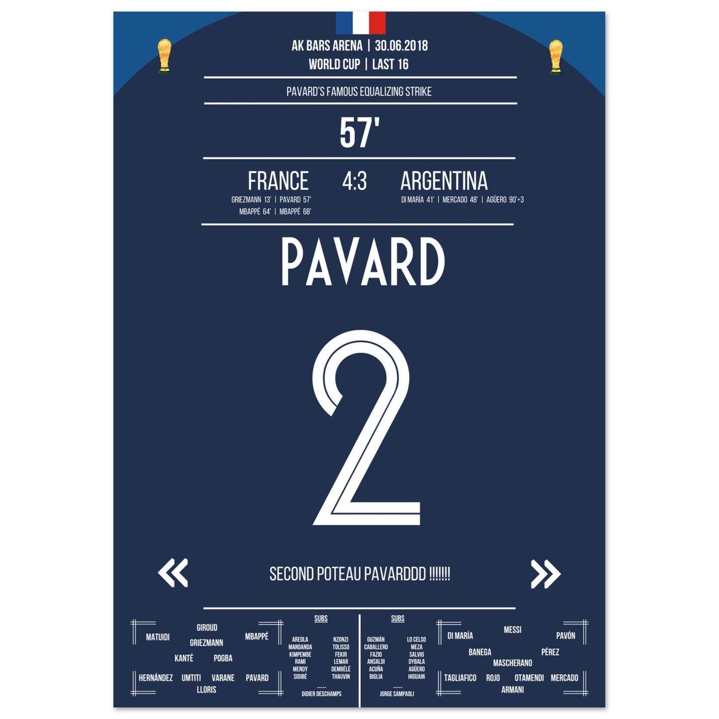 Pavard's Traumtor gegen Argentinien im WM Achtelfinale 2018