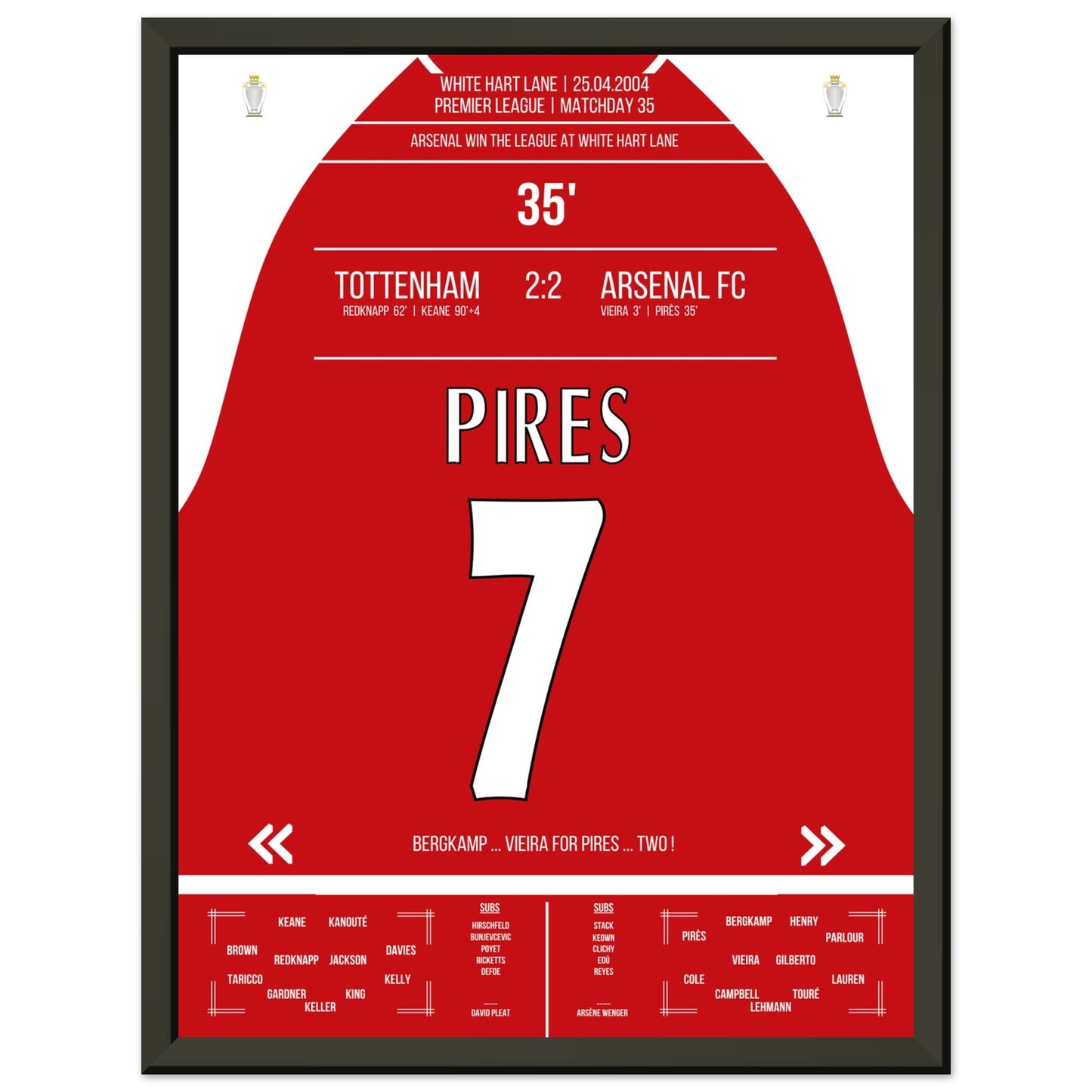 Pires' Tor beim Gewinn der Meisterschaft an der White Hart Lane 2004 30x40-cm-12x16-Schwarzer-Aluminiumrahmen