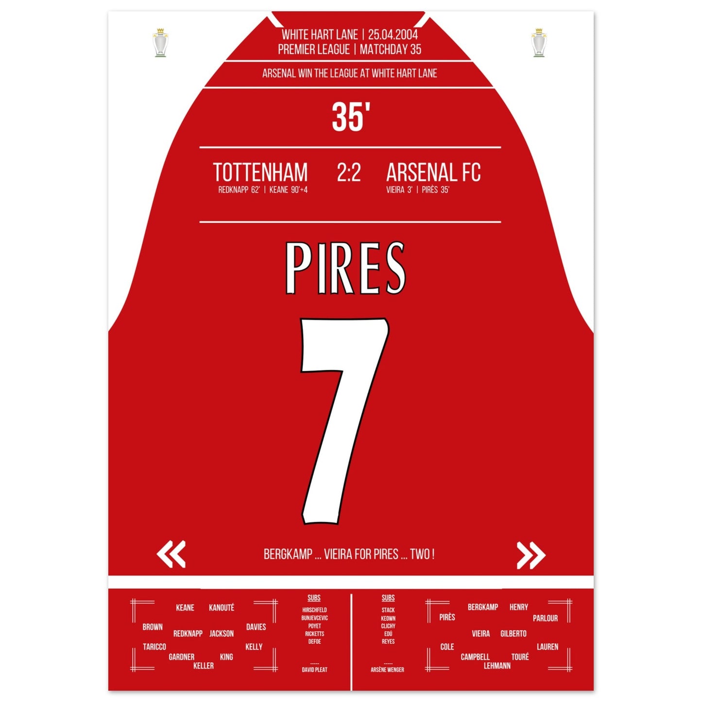 Pires' Tor beim Gewinn der Meisterschaft an der White Hart Lane 2004 50x70-cm-20x28-Ohne-Rahmen