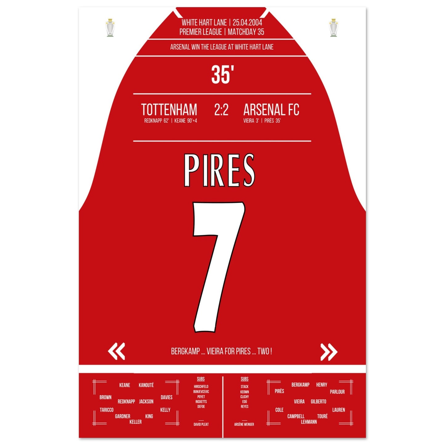 Pires' Tor beim Gewinn der Meisterschaft an der White Hart Lane 2004 60x90-cm-24x36-Ohne-Rahmen