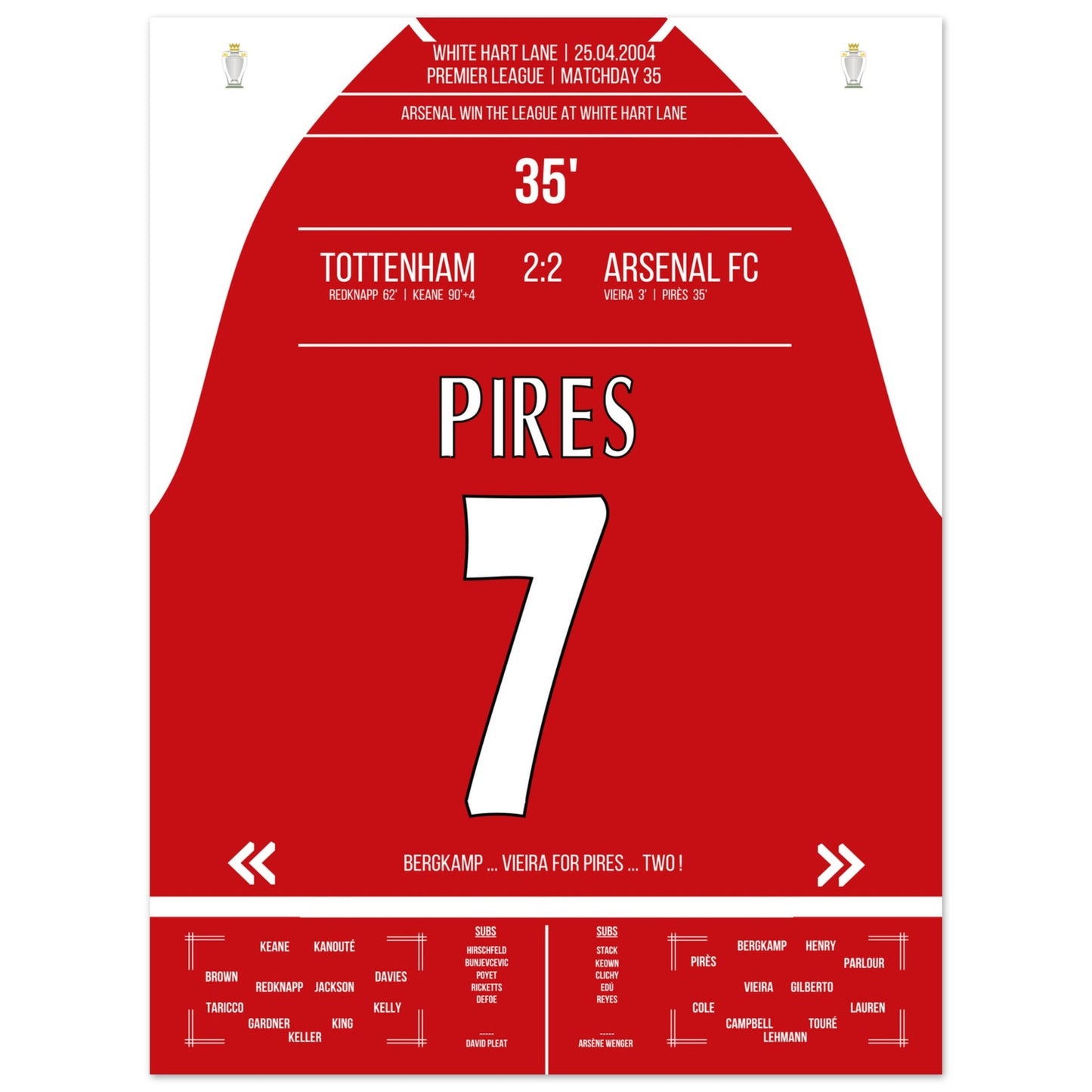 Pires' Tor beim Gewinn der Meisterschaft an der White Hart Lane 2004 45x60-cm-18x24-Ohne-Rahmen