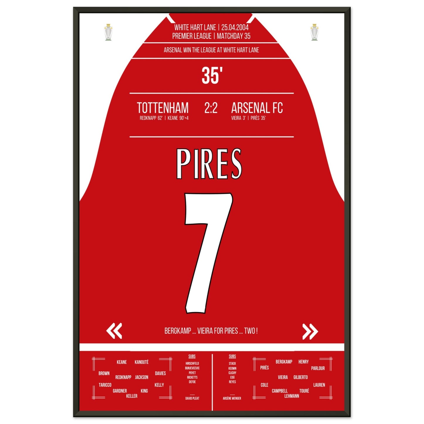 Pires' Tor beim Gewinn der Meisterschaft an der White Hart Lane 2004 60x90-cm-24x36-Schwarzer-Aluminiumrahmen
