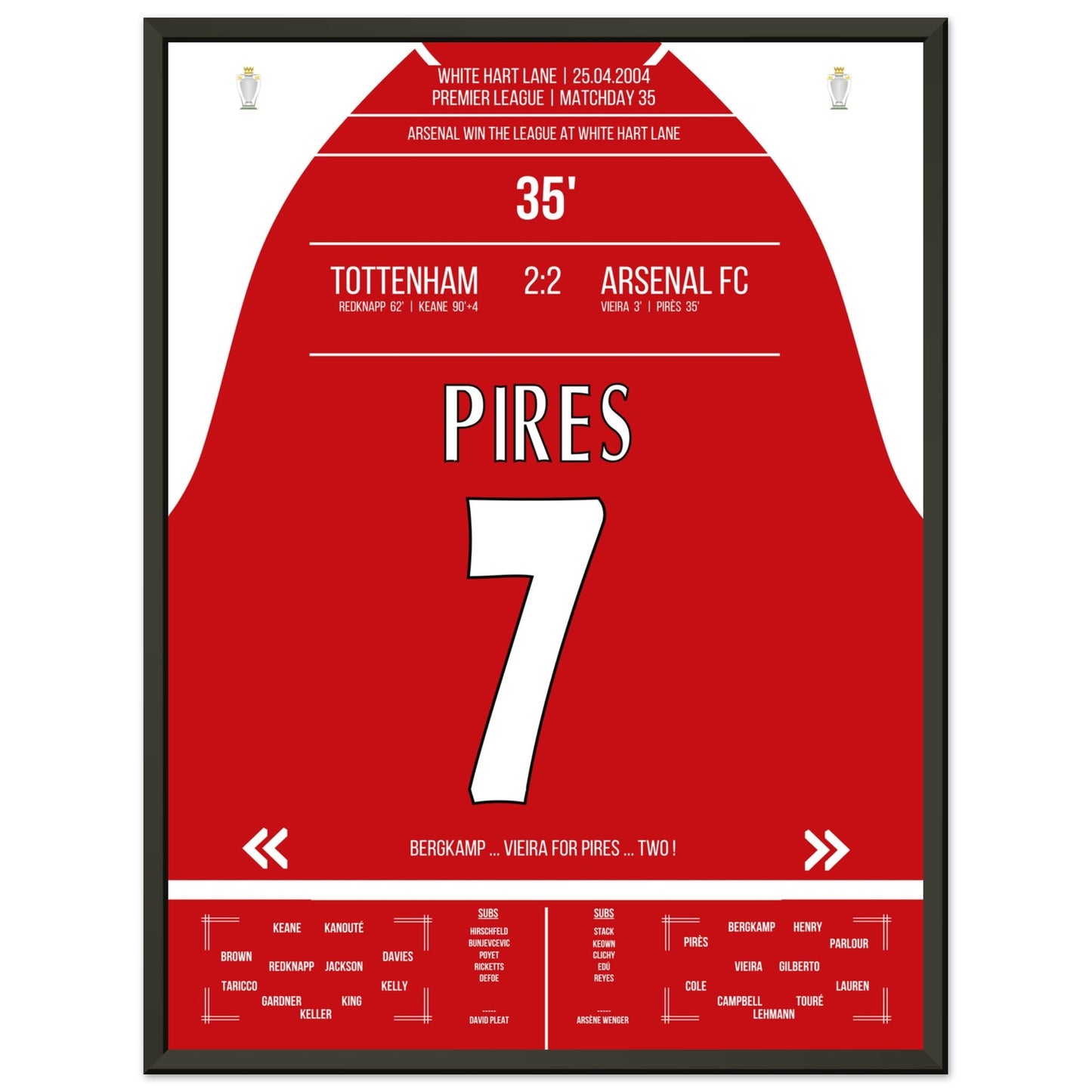 Pires' Tor beim Gewinn der Meisterschaft an der White Hart Lane 2004 45x60-cm-18x24-Schwarzer-Aluminiumrahmen