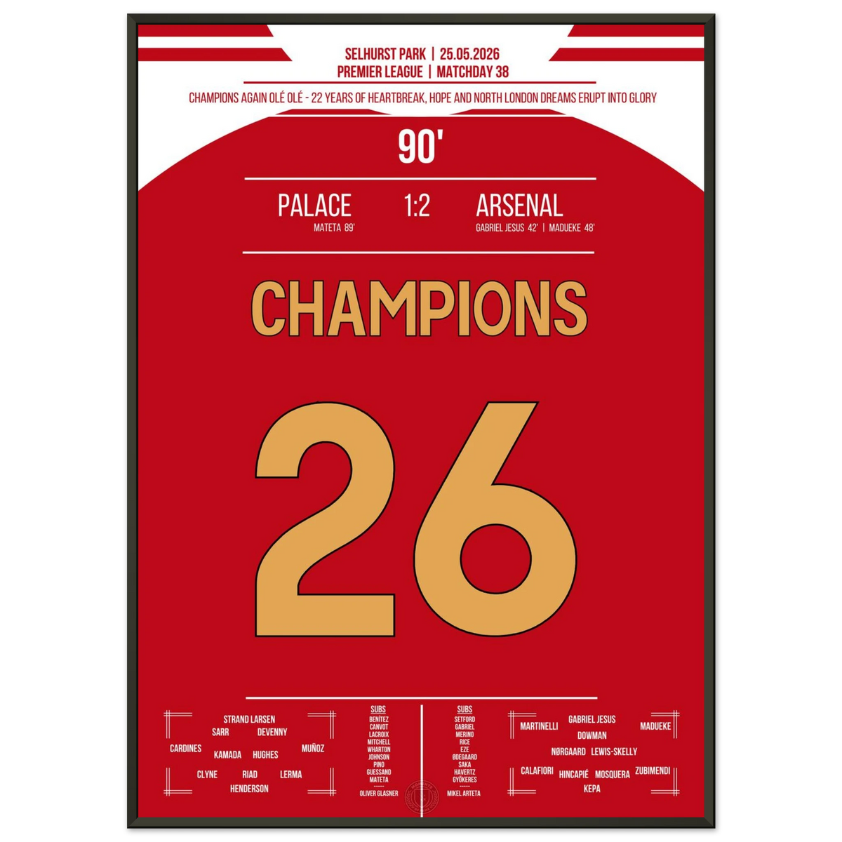 Champions Again - Arsenal celebrates the championship after 22 years
