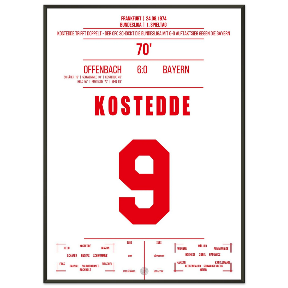 Offenbach dismantles Bayern at the 1974 Bundesliga opener