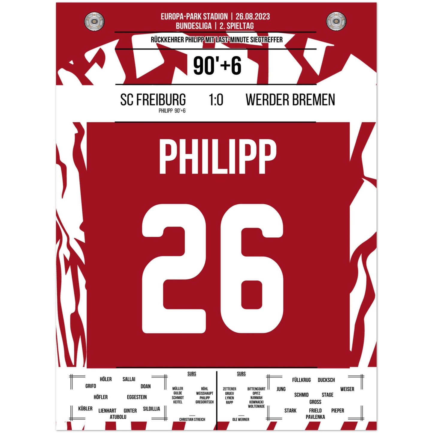 Philipp's Siegtreffer gegen den Ex-Club 30x40-cm-12x16-Ohne-Rahmen
